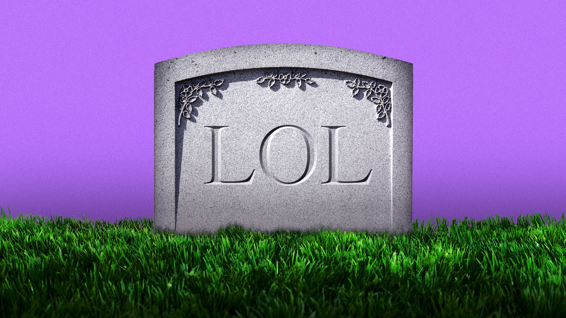 Illustration of "LOL" carved into a gravestone.