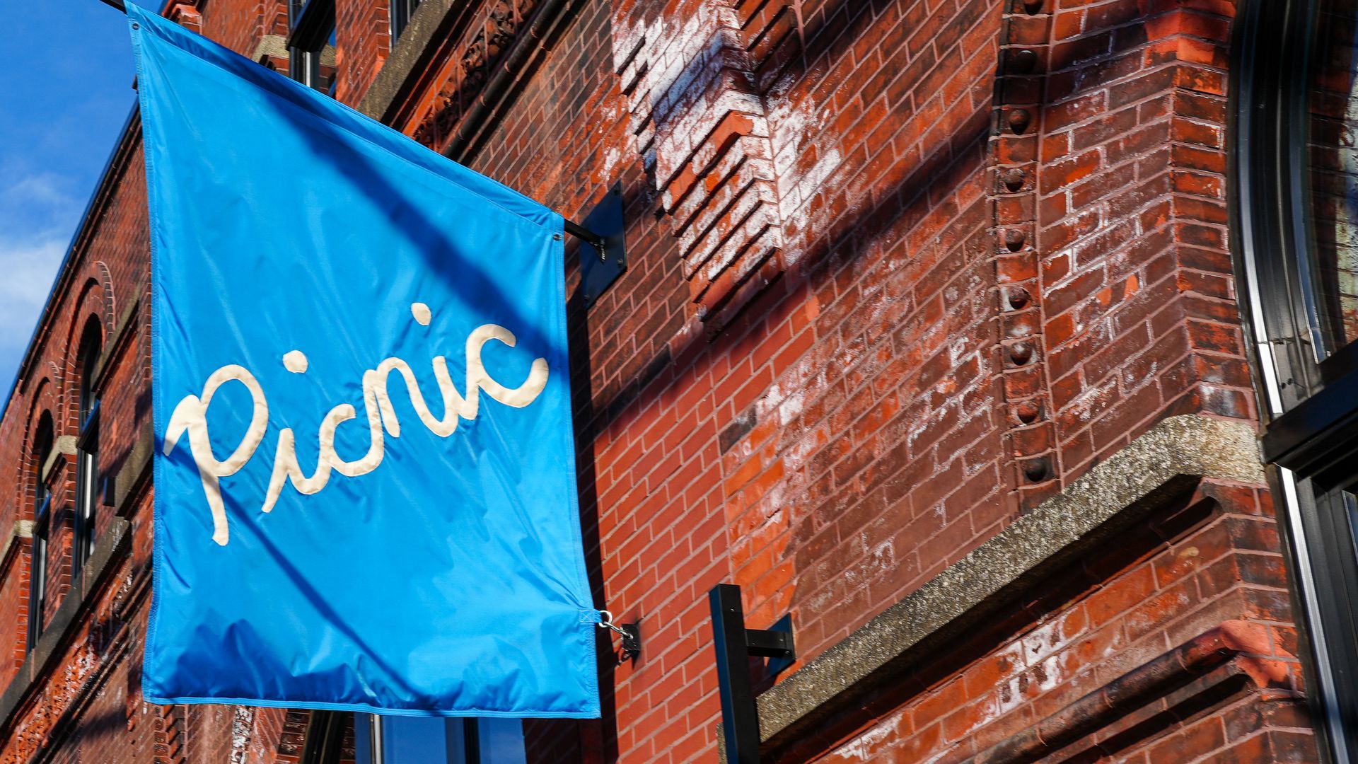 A sign that says "Picnic" outside the location of Philly's newest restaurant hotspot.