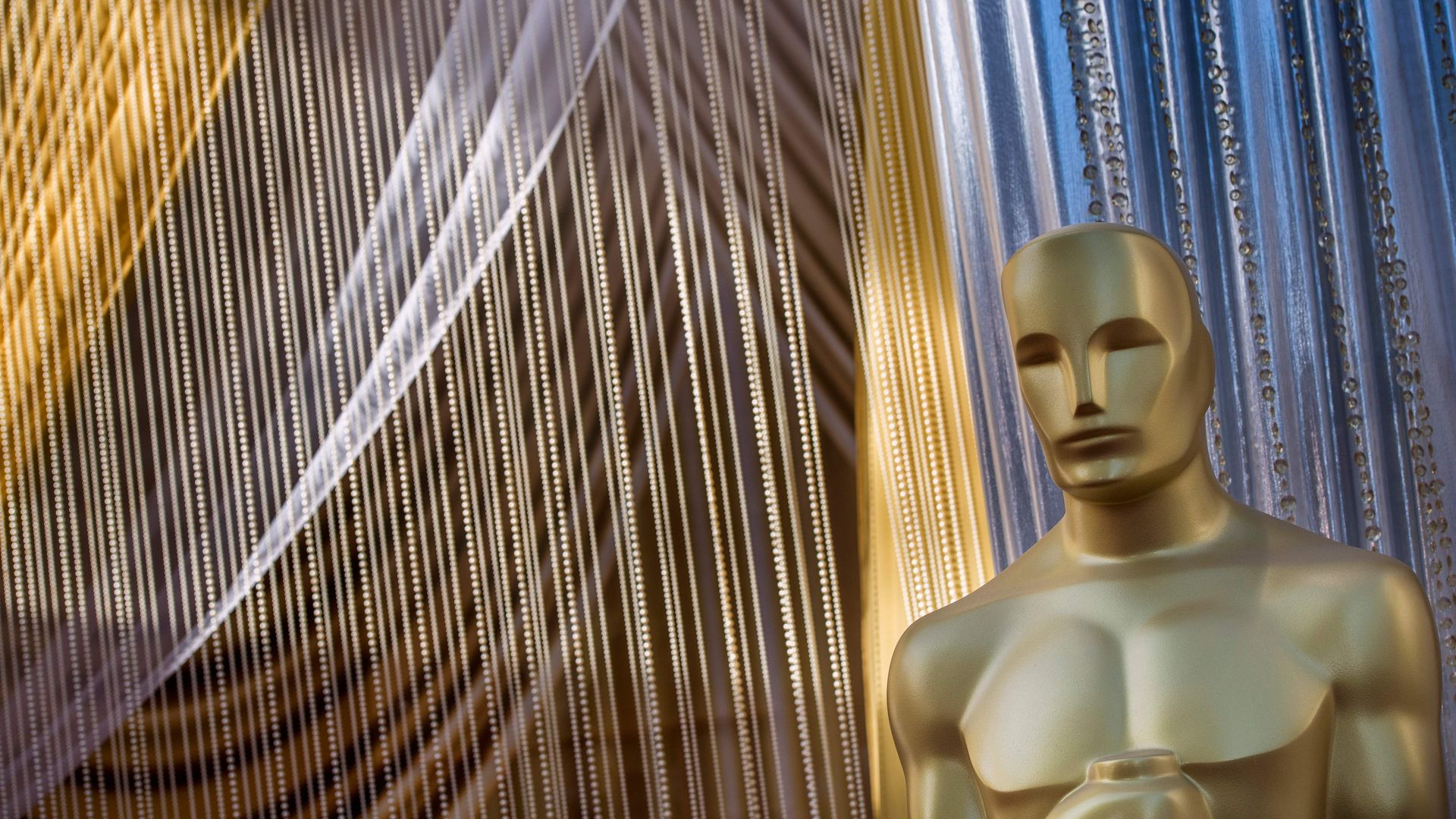 An Oscars statue is displayed on the red carpet area on the eve of the 92nd Oscars ceremony.