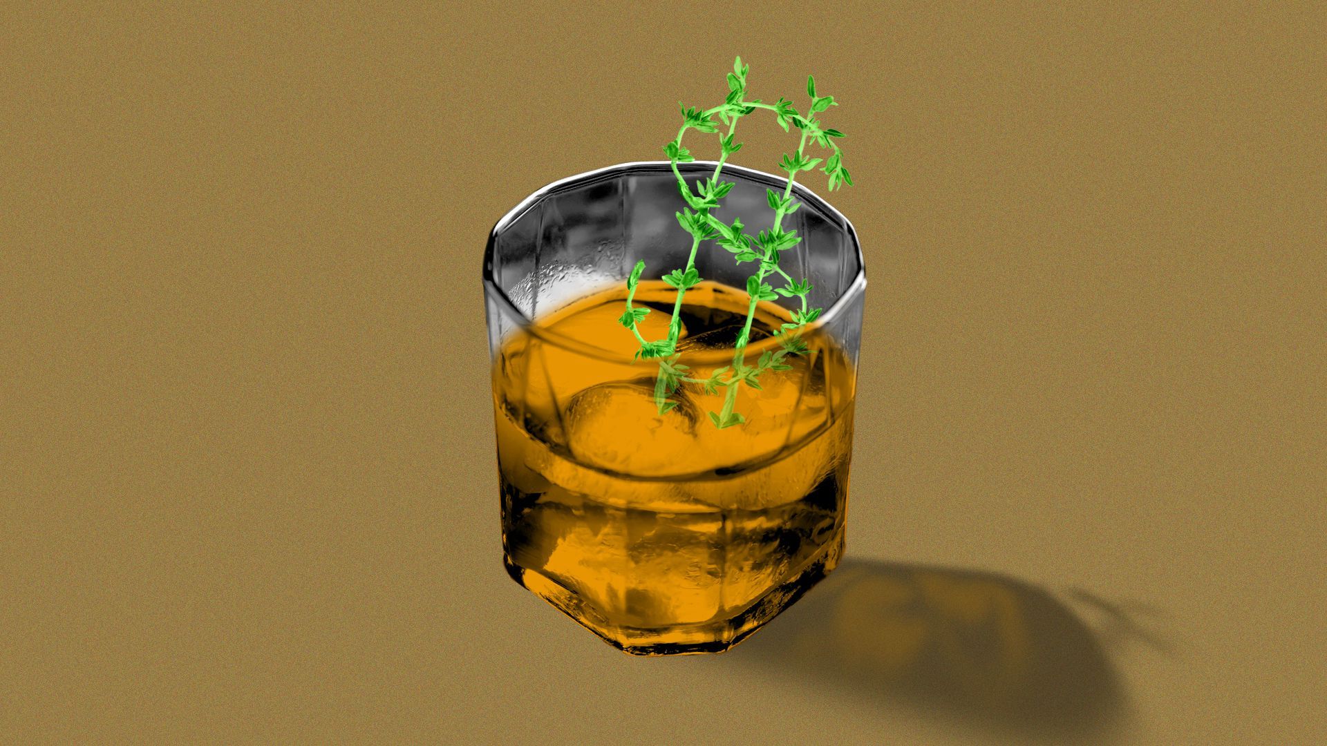 Illustration of a cocktail with a garnish shaped like a dollar sign.