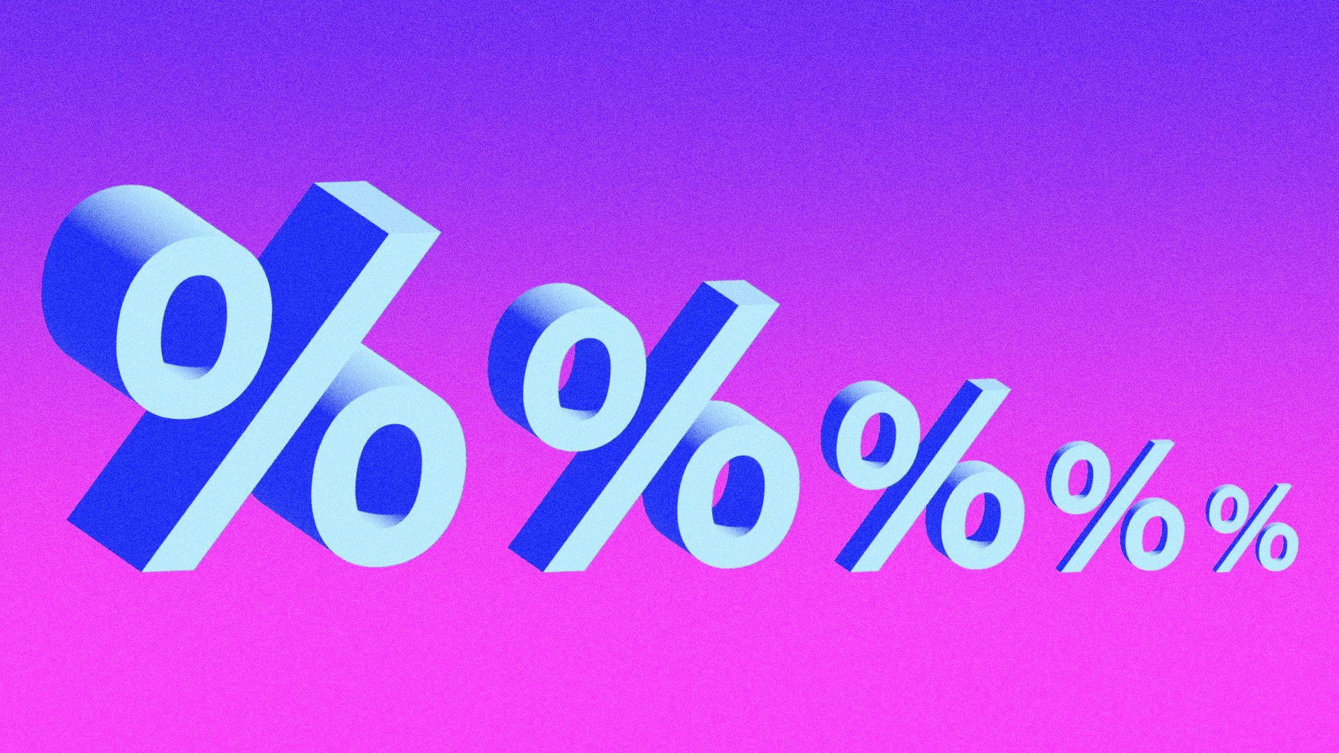 Illustration of a row of percent signs decreasing in size and thickness.