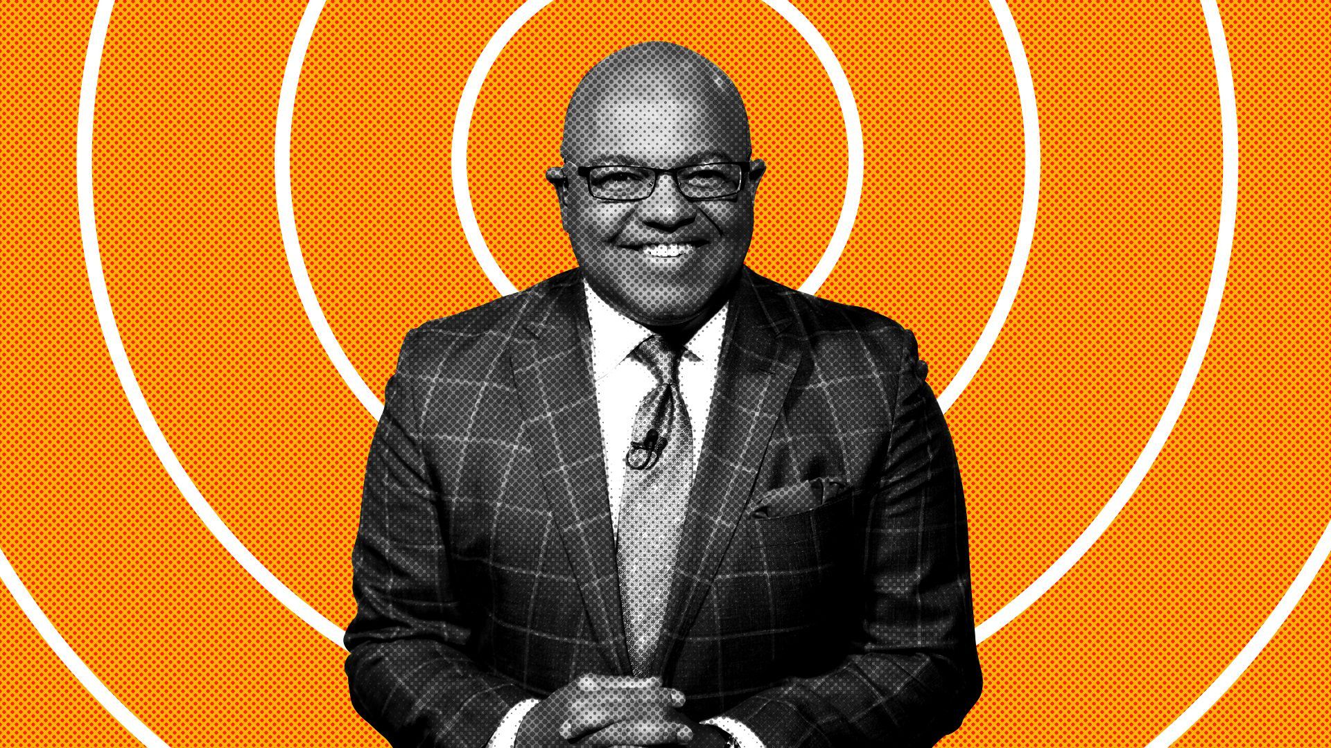 Photo illustration of Mike Tirico. 