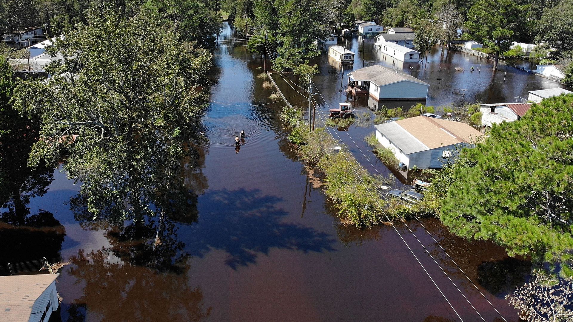 Floods up to rooftops in North Carolina from Hurricane Florence. 