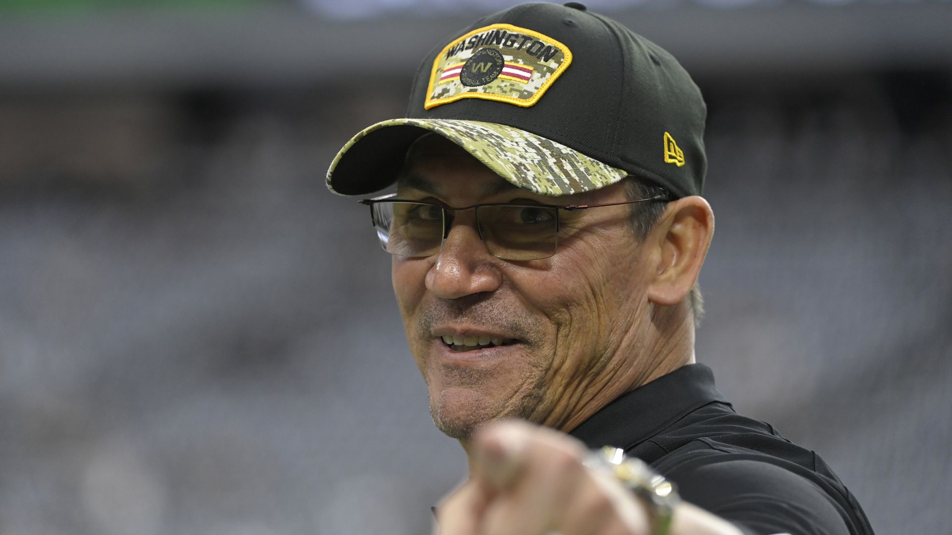 WFT head coach Ron Rivera points into the camera