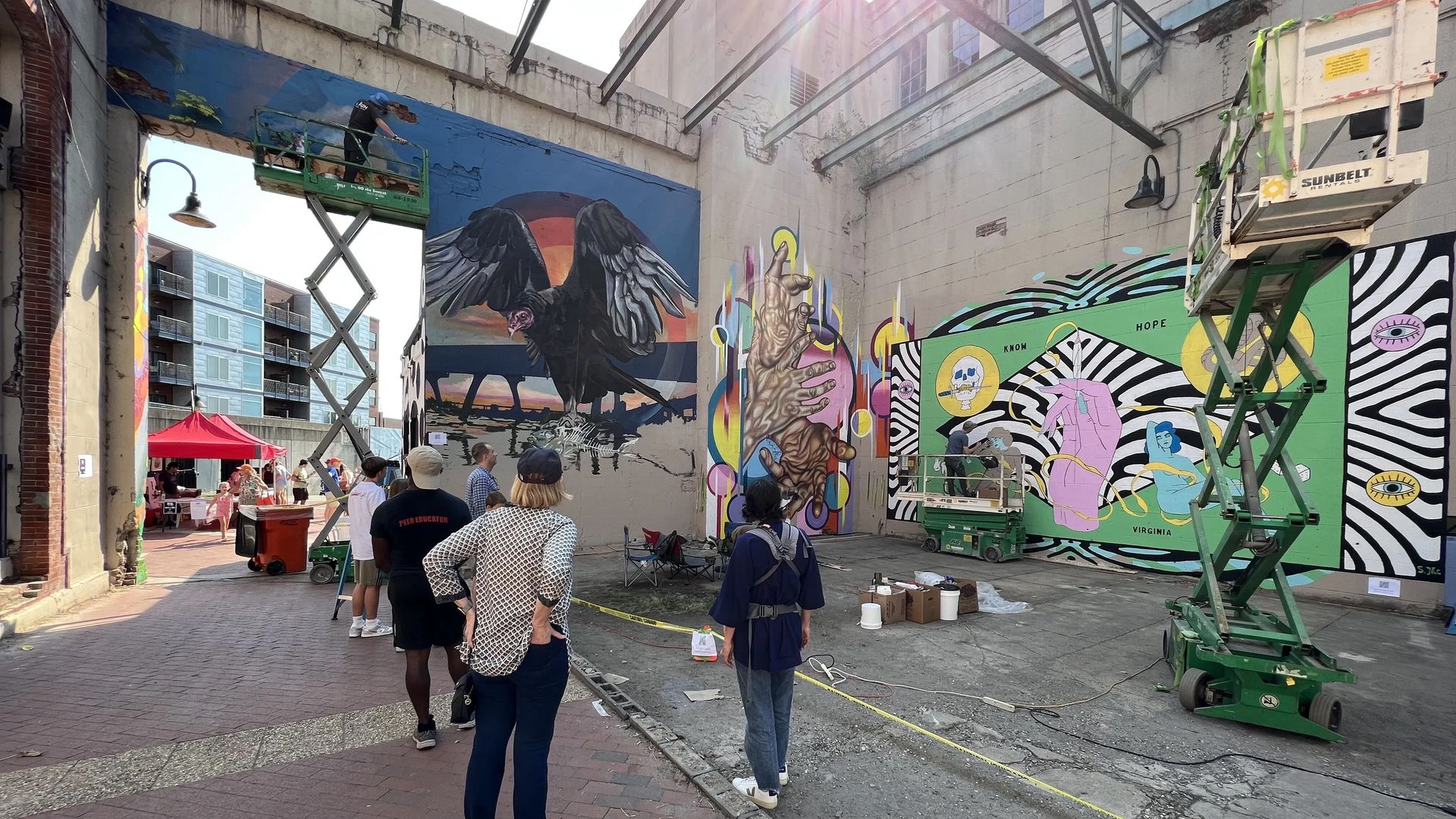 some murals in progress in Richmond 