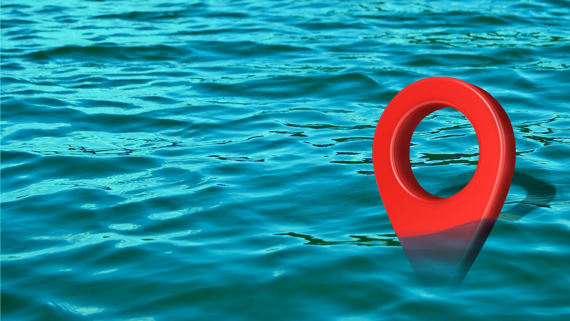 Illustration of a navigation icon partially submerged in rising water. 