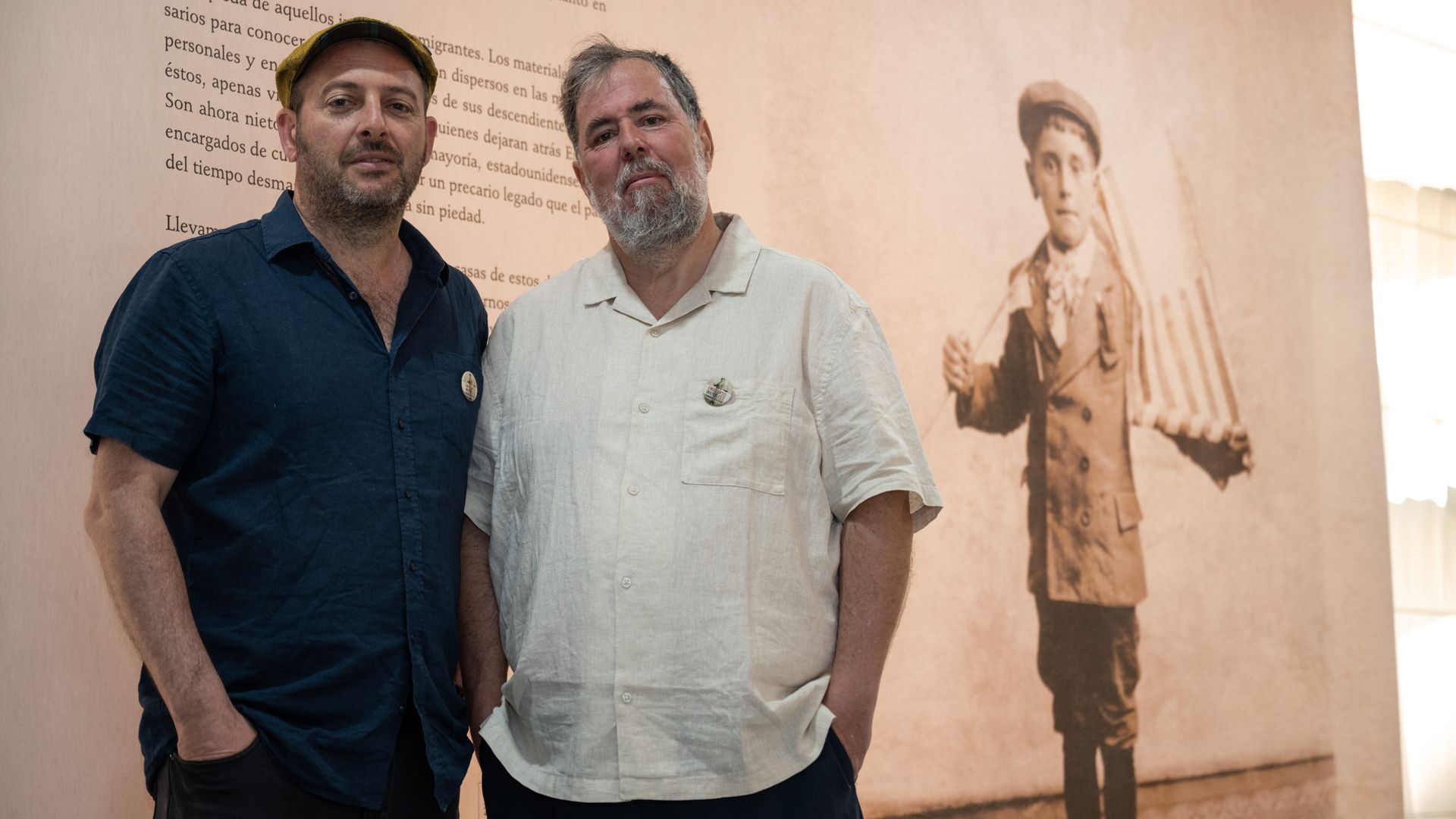 Journalist-filmmaker Luis Argeo (left) and New York University professor James D. Fernández (right) at the Almería Art Museum in Almería, Spain. 