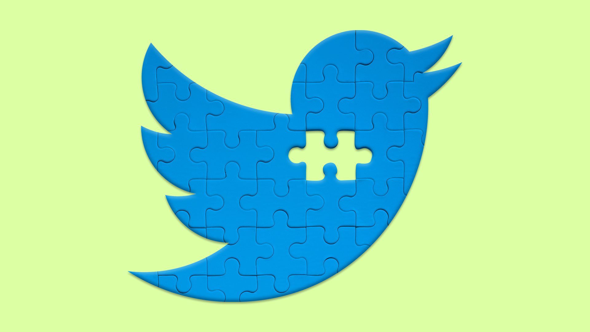 Illustration of a puzzle in the shape of the twitter logo