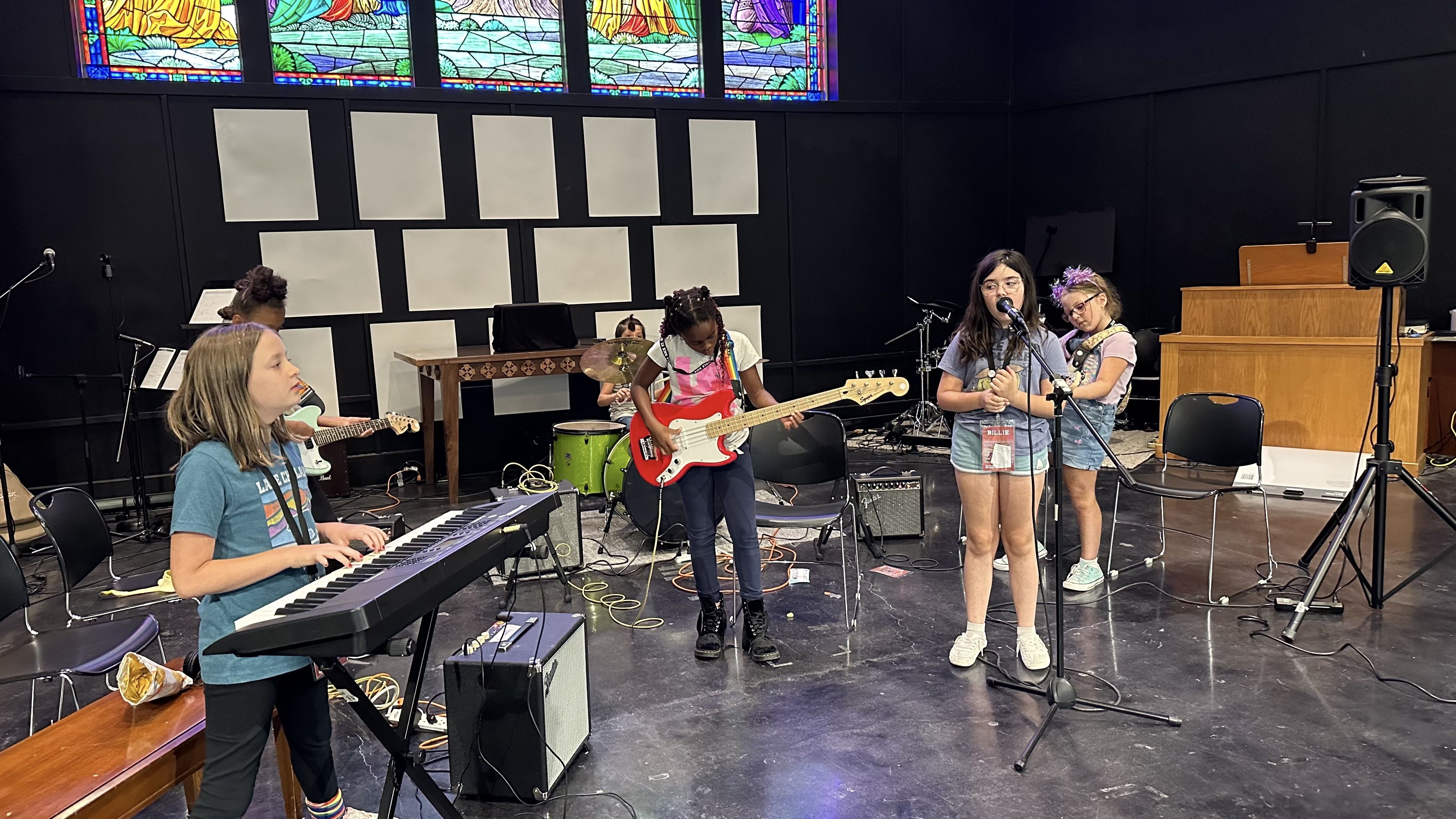 A band of young kids perform