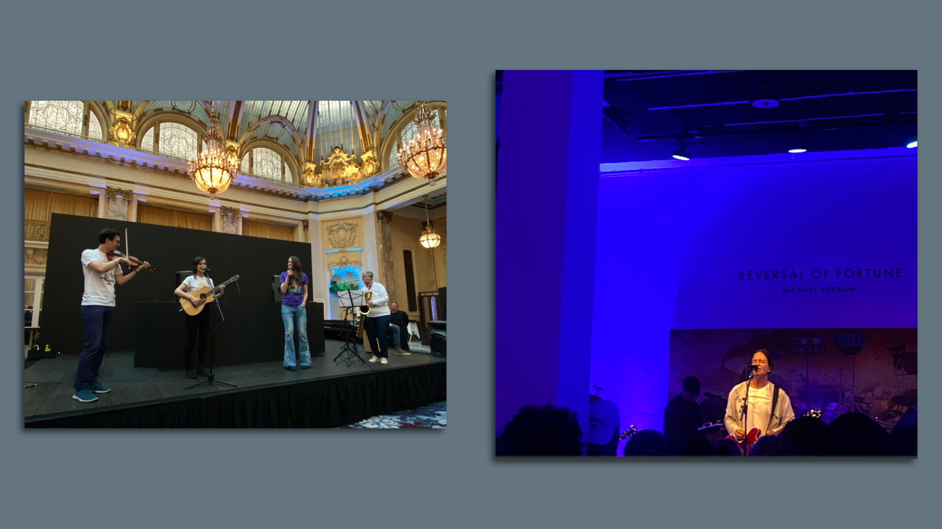 The CISA team (left) and Third Eye Blind frontman Stephan Jenkins (right) at two different RSA Conference events.