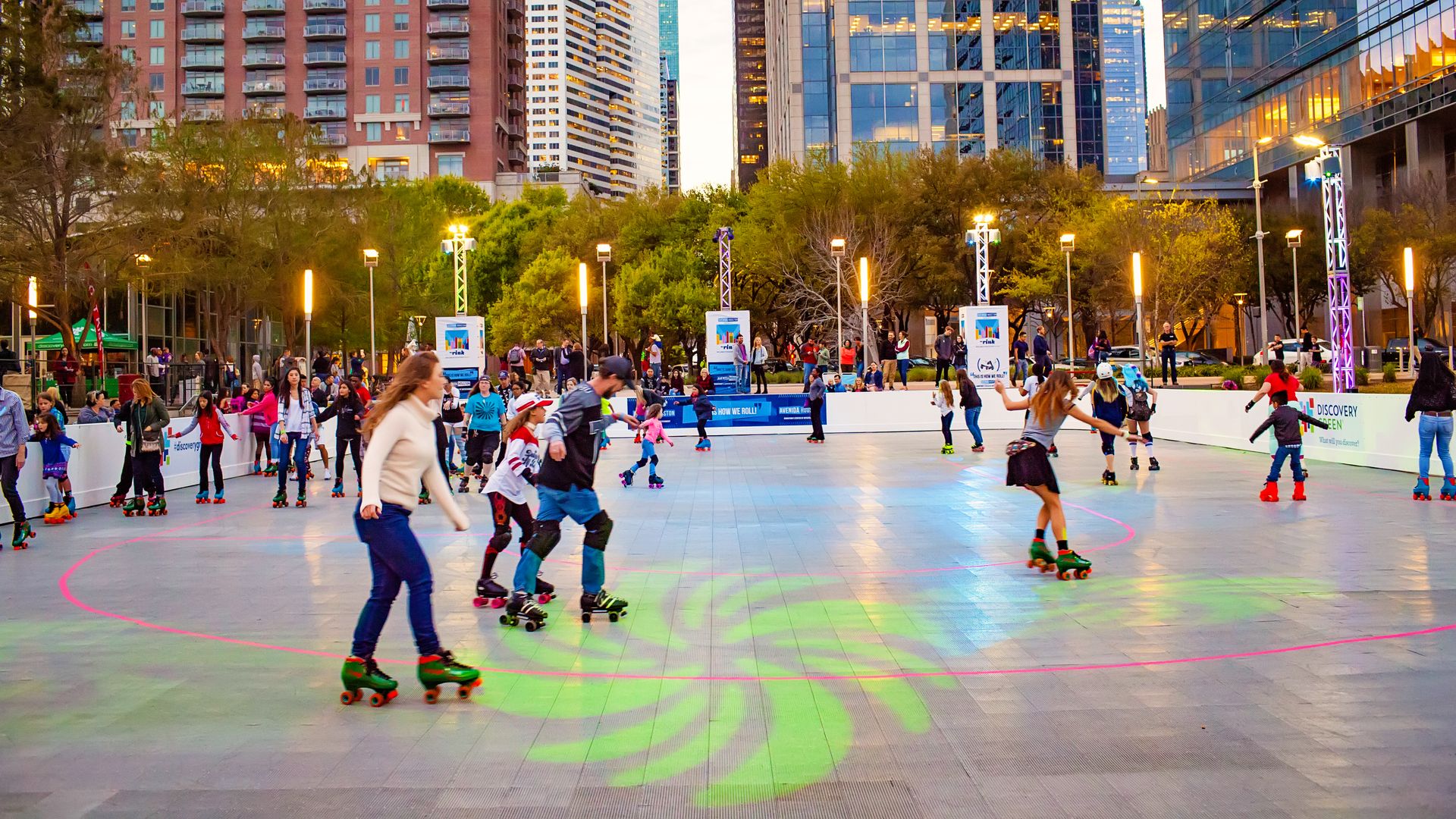 Photo of people roller skating. 