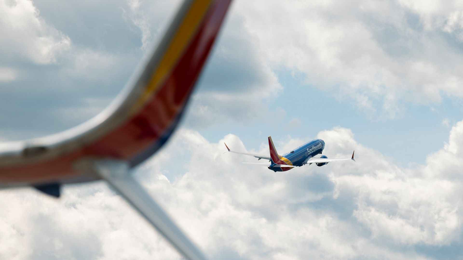 Photo of a Southwest aircraft in the sky