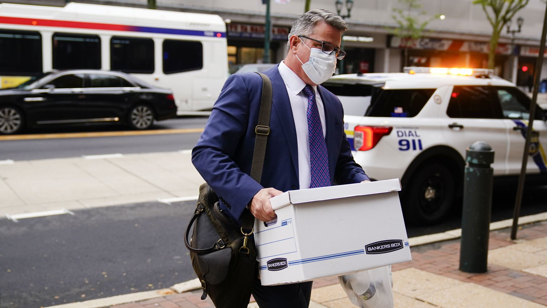 Philadelphia City Council member Bobby Henon walks to the federal courthouse in Philadelphia to face charges in his corruption trial, Tuesday, Oct. 5, 2021. (AP Photo/Matt Rourke)