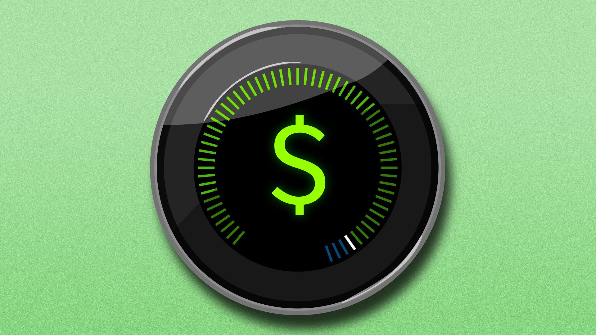 Illustration of a thermostat with a dollar sign in place of the temperature