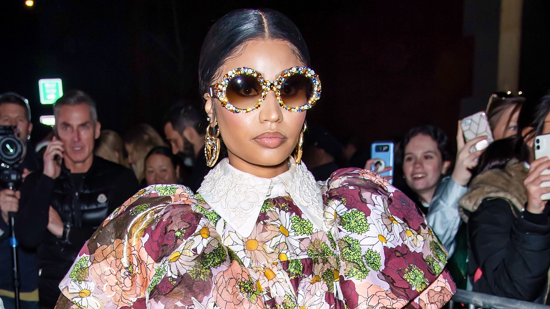 Rapper Nicki Minaj is seen leaving the Marc Jacobs Fall 2020 runway show during New York Fashion Week on February 12, 2020 in New York City.