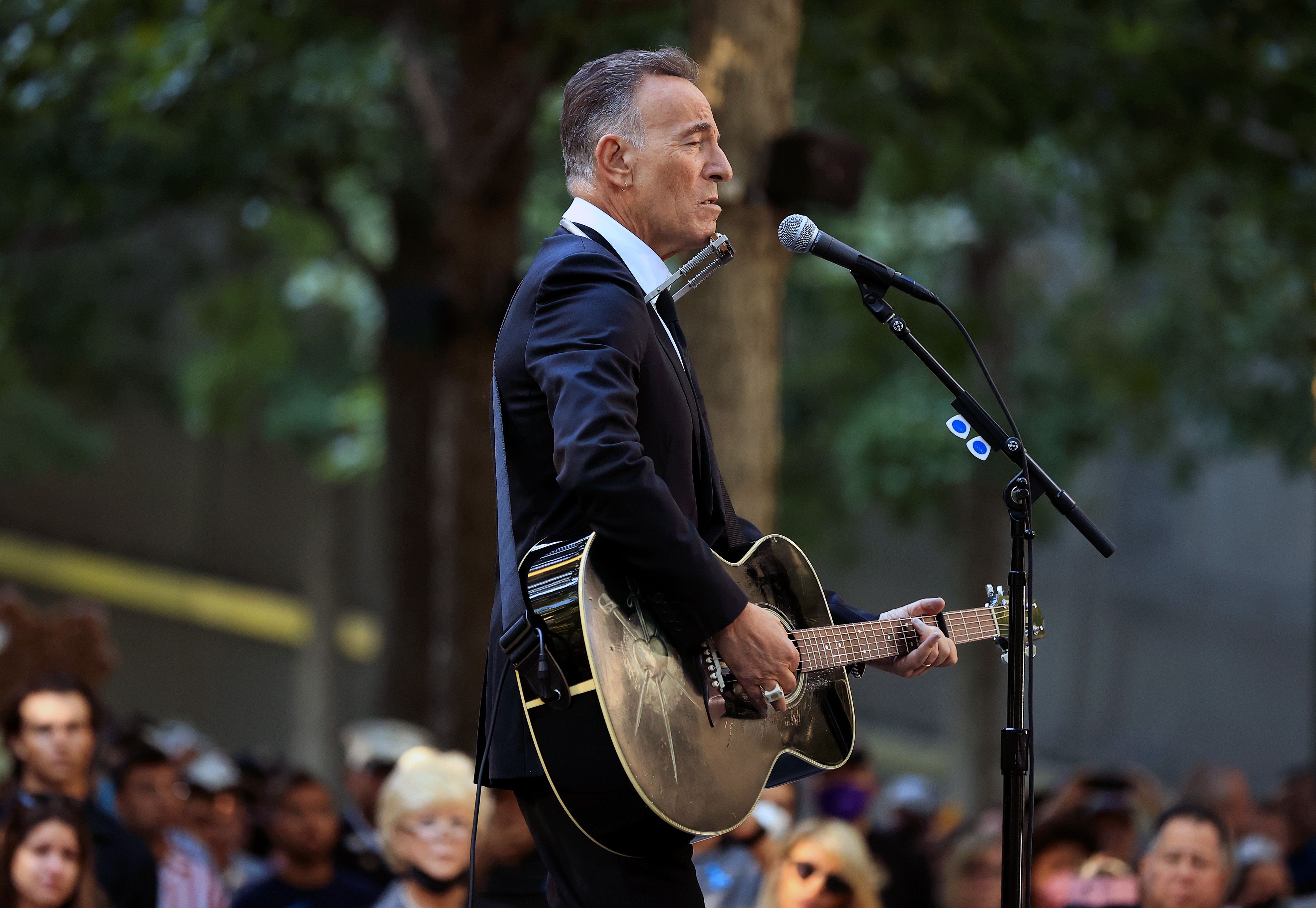 Bruce Springsteen performs during the annual 9/11 Commemoration Ceremony at the National 9/11 Memorial and Museum on September 11, 2021 in New York City