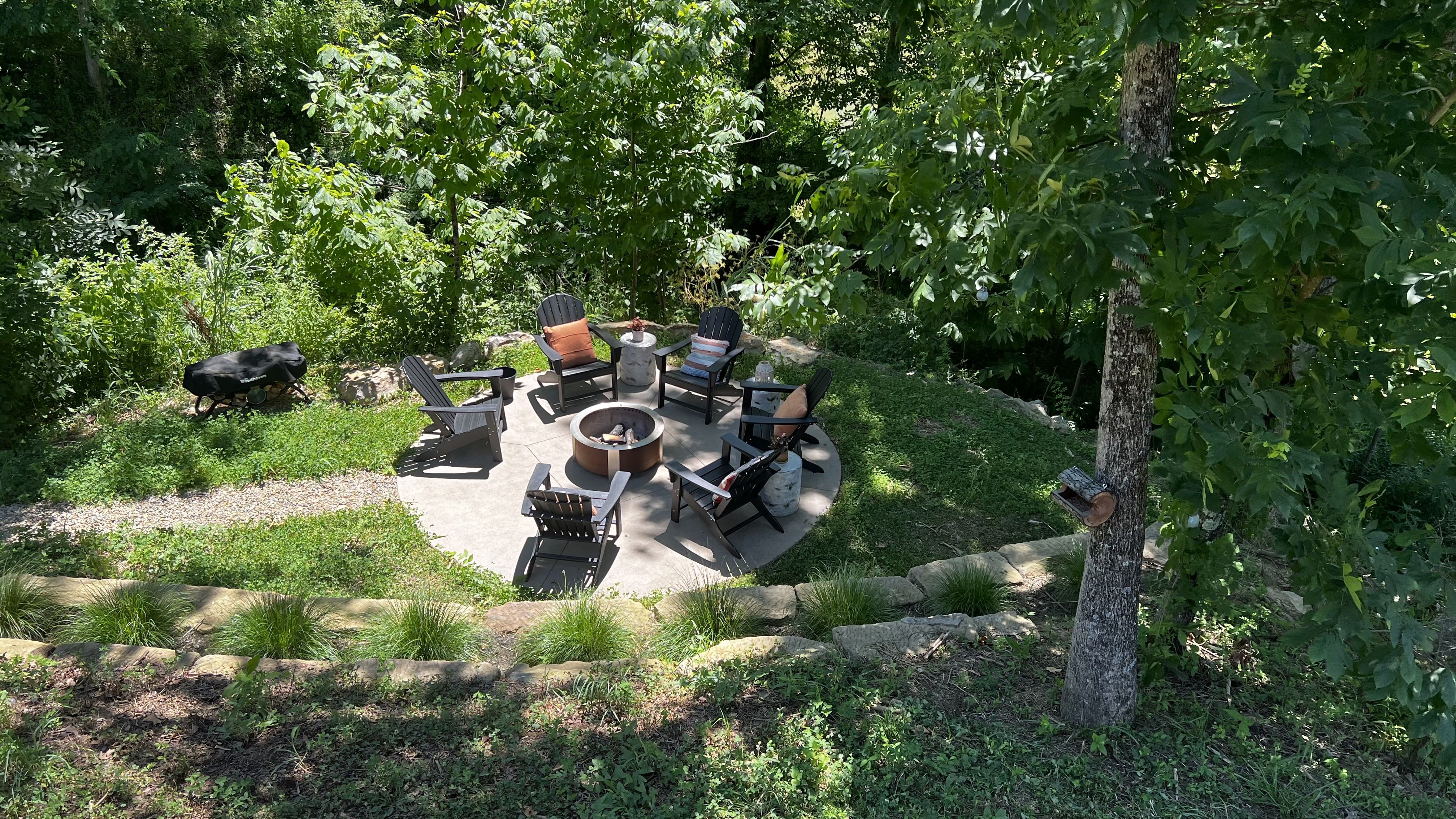An area with a fire pit. 
