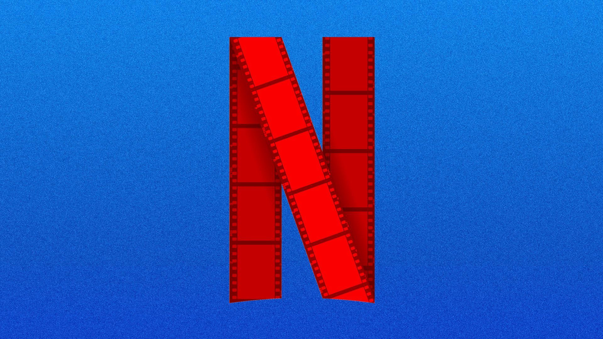 Illustration of Netflix logo made of film reel