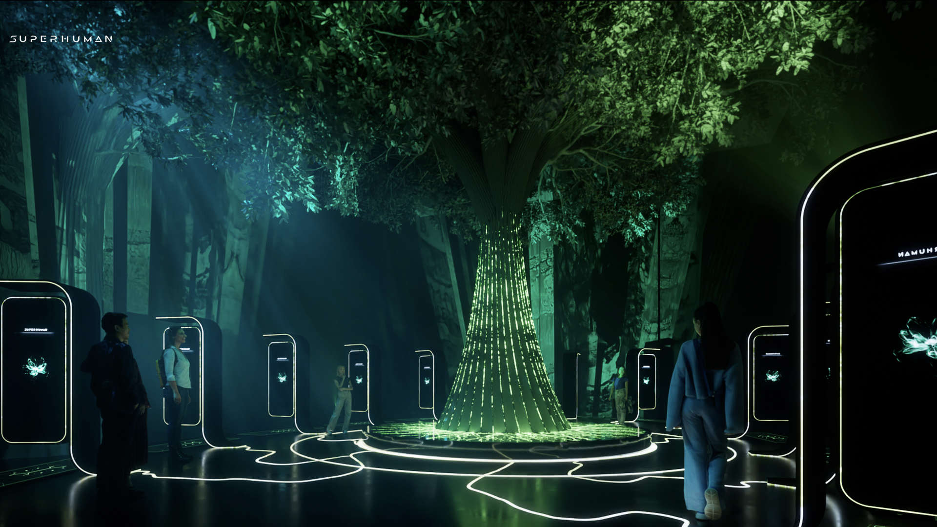 A rendering of an exhibit from the proposed Superhuman Museum