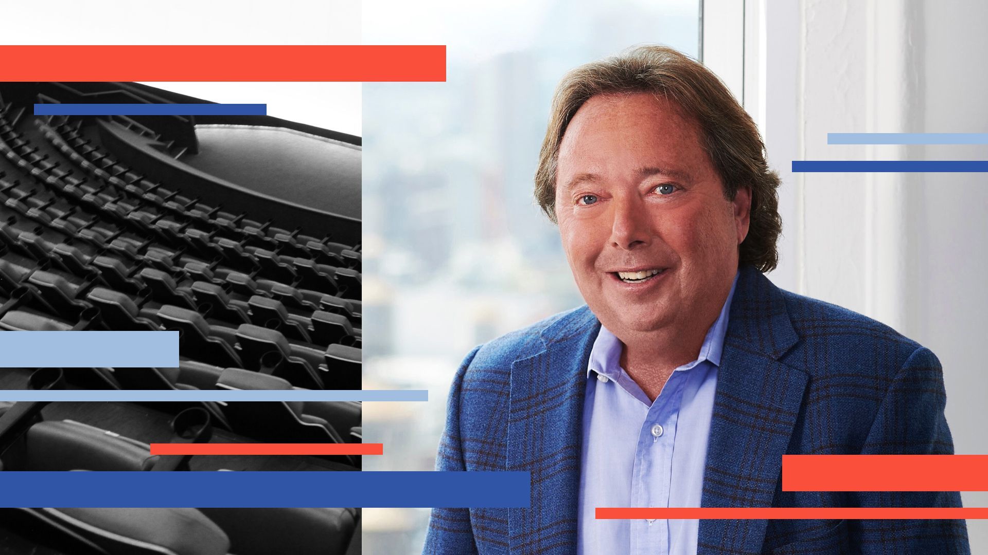Photo illustration of Rich Gelfond and a movie theater.