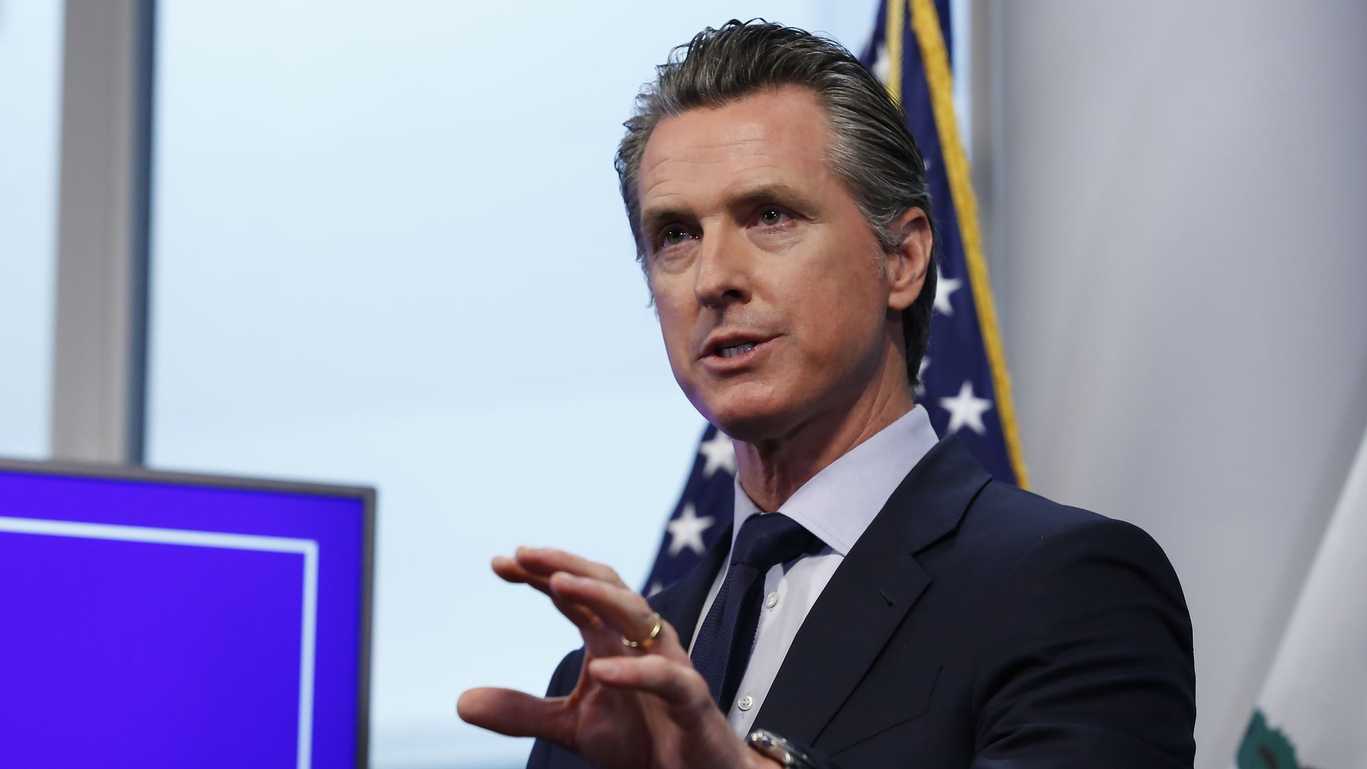 California Governor Gavin Newsom speaking at a September news conference 
