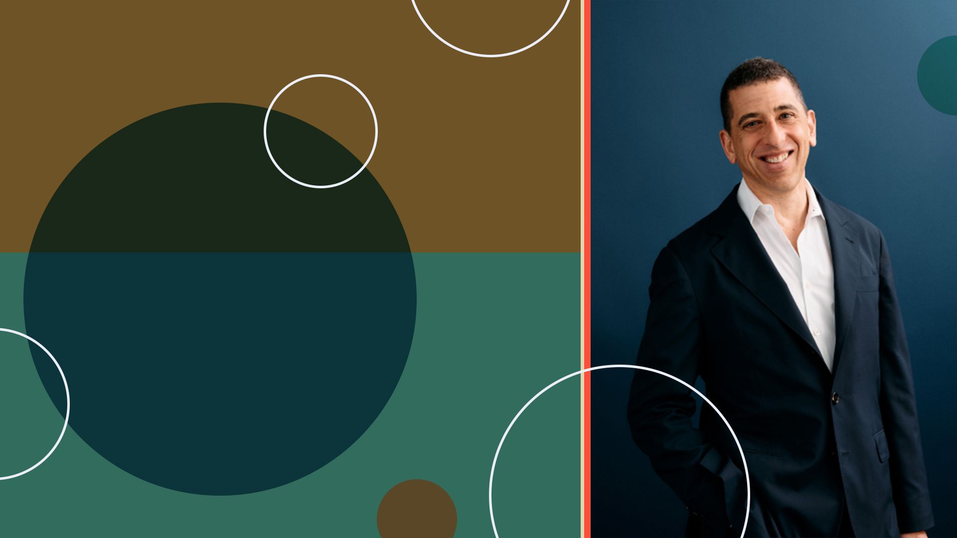 Photo illustration of Dan Mendelson with abstract shapes.