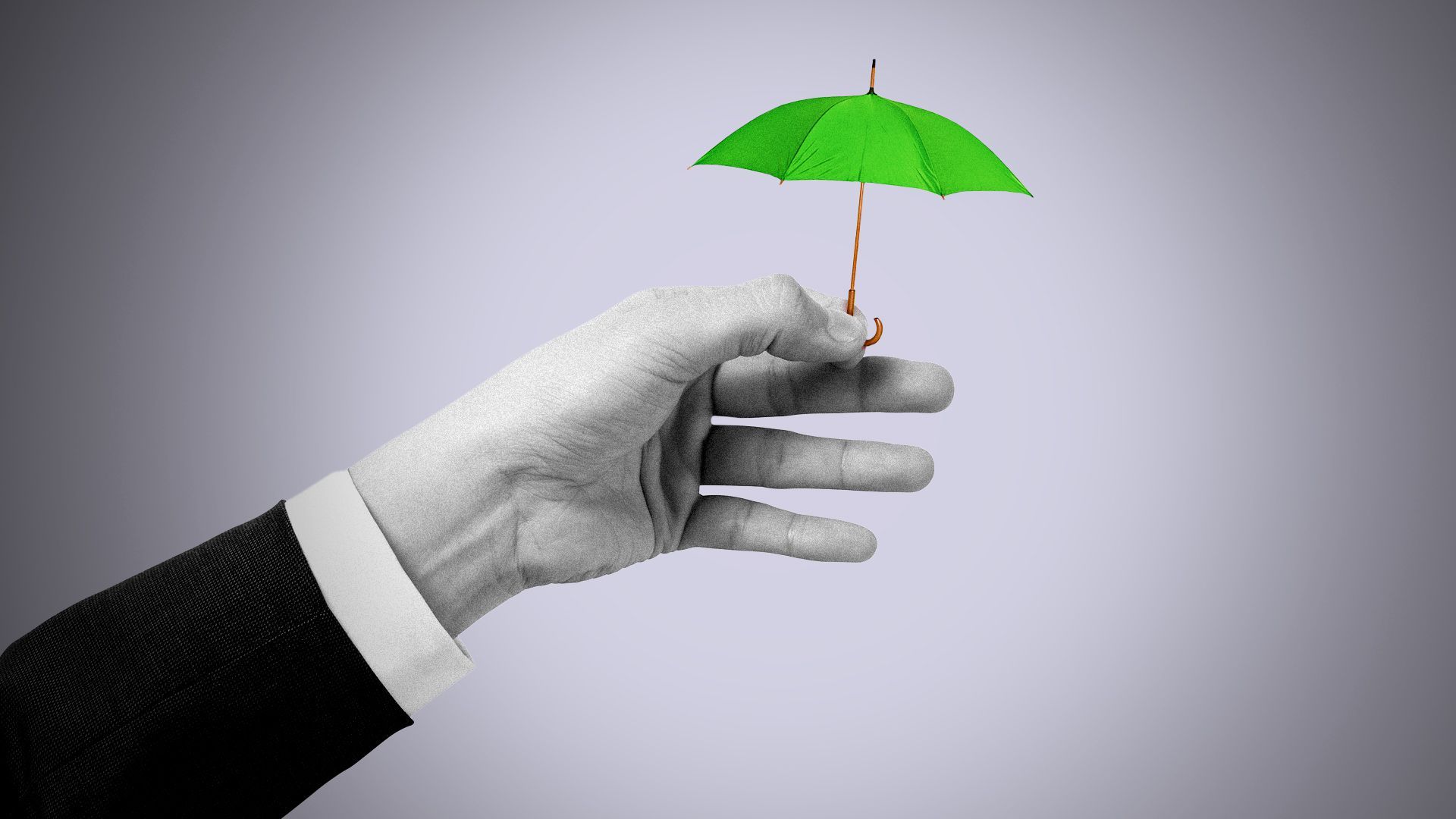 Illustration of a hand holding out a tiny umbrella