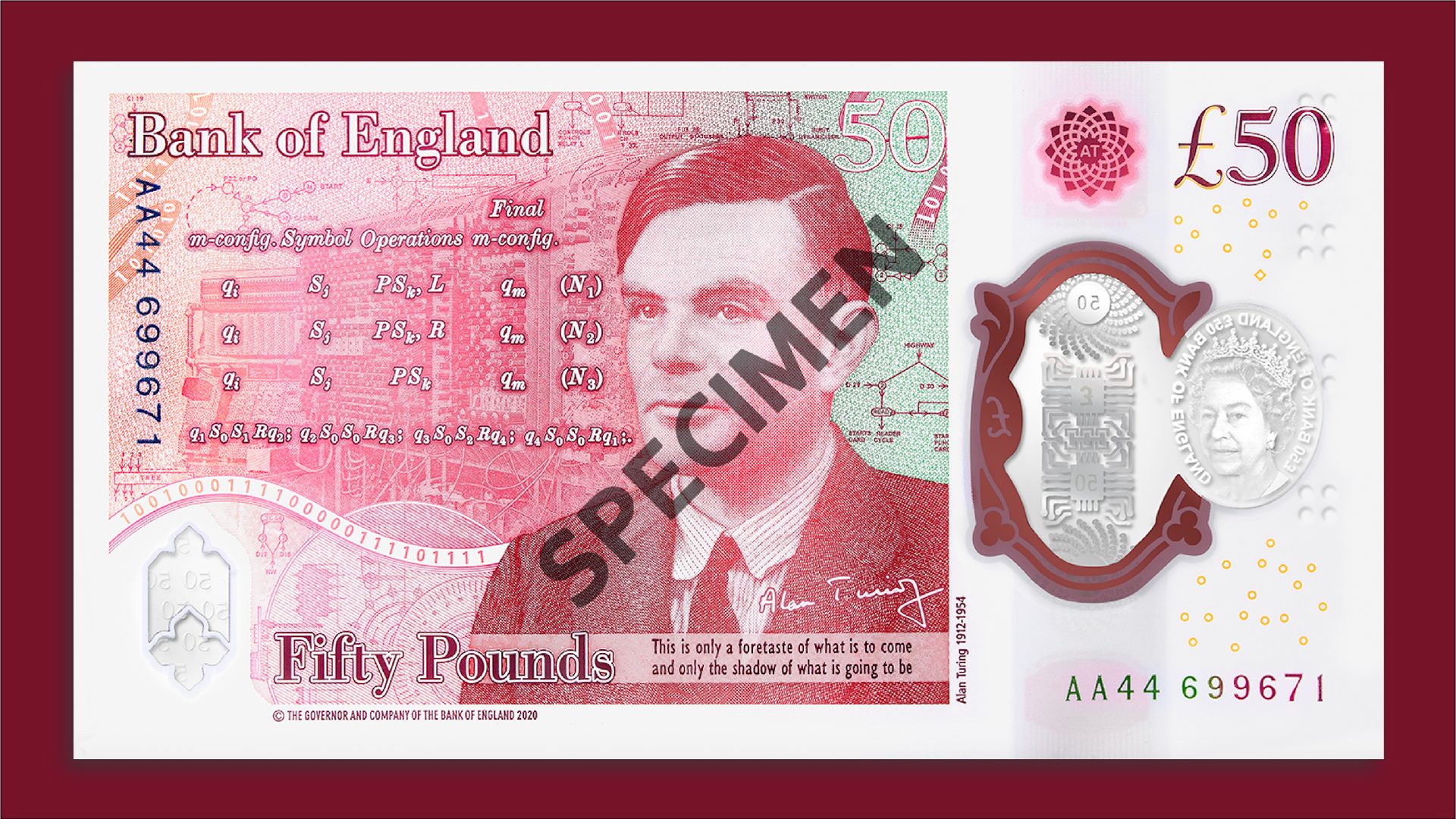 Alan Turing on the £50 note