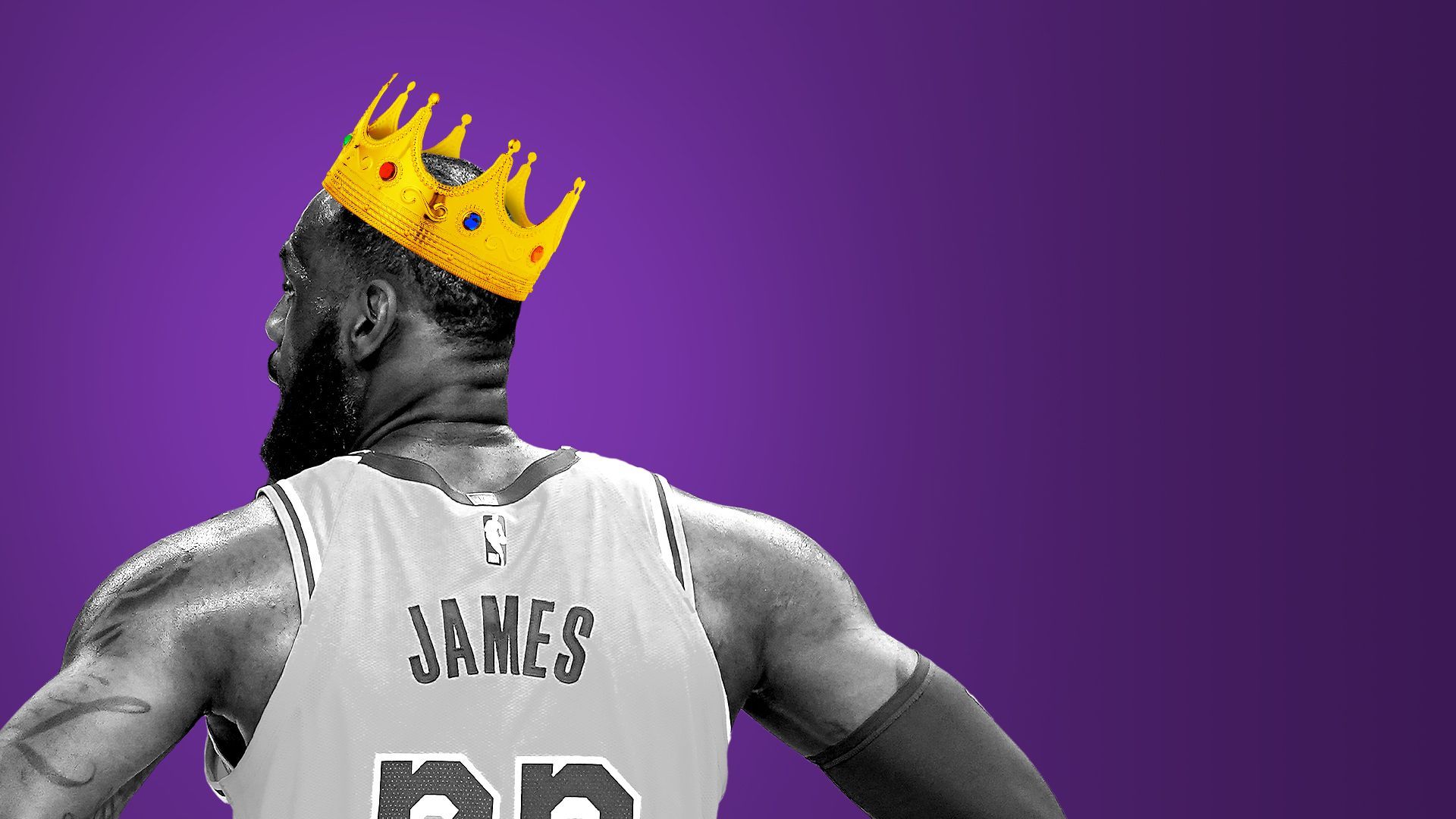 Illustration of Lebron James with a crown on his head.