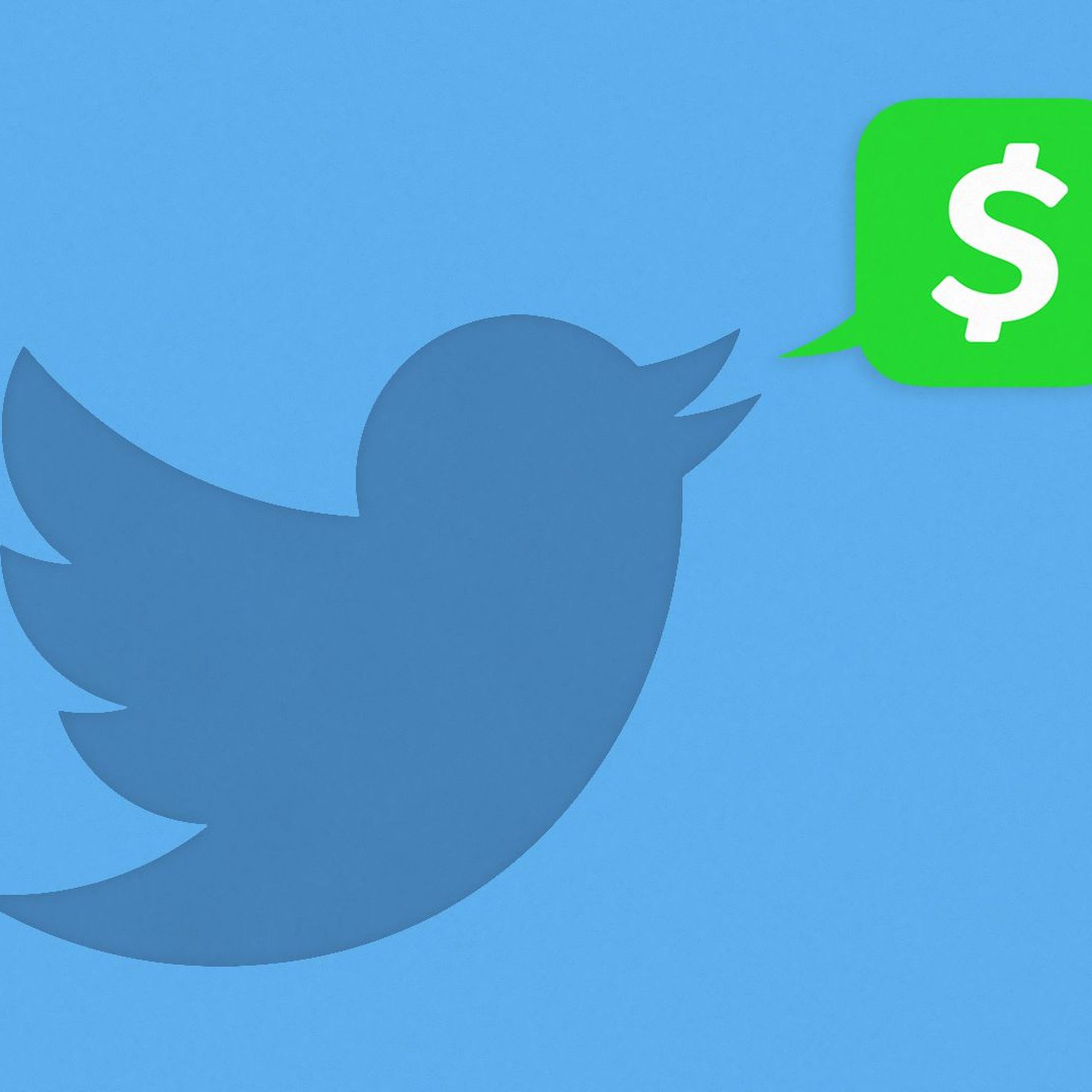 Twitter logo with speech bubble of Cash App logo