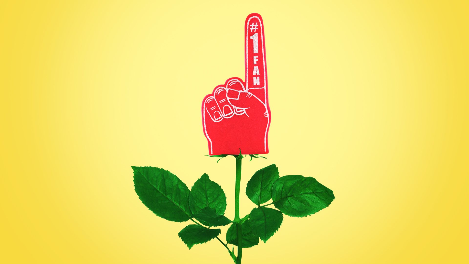 Illustration of a number one sports hand on a flower stem as if its a may flower.