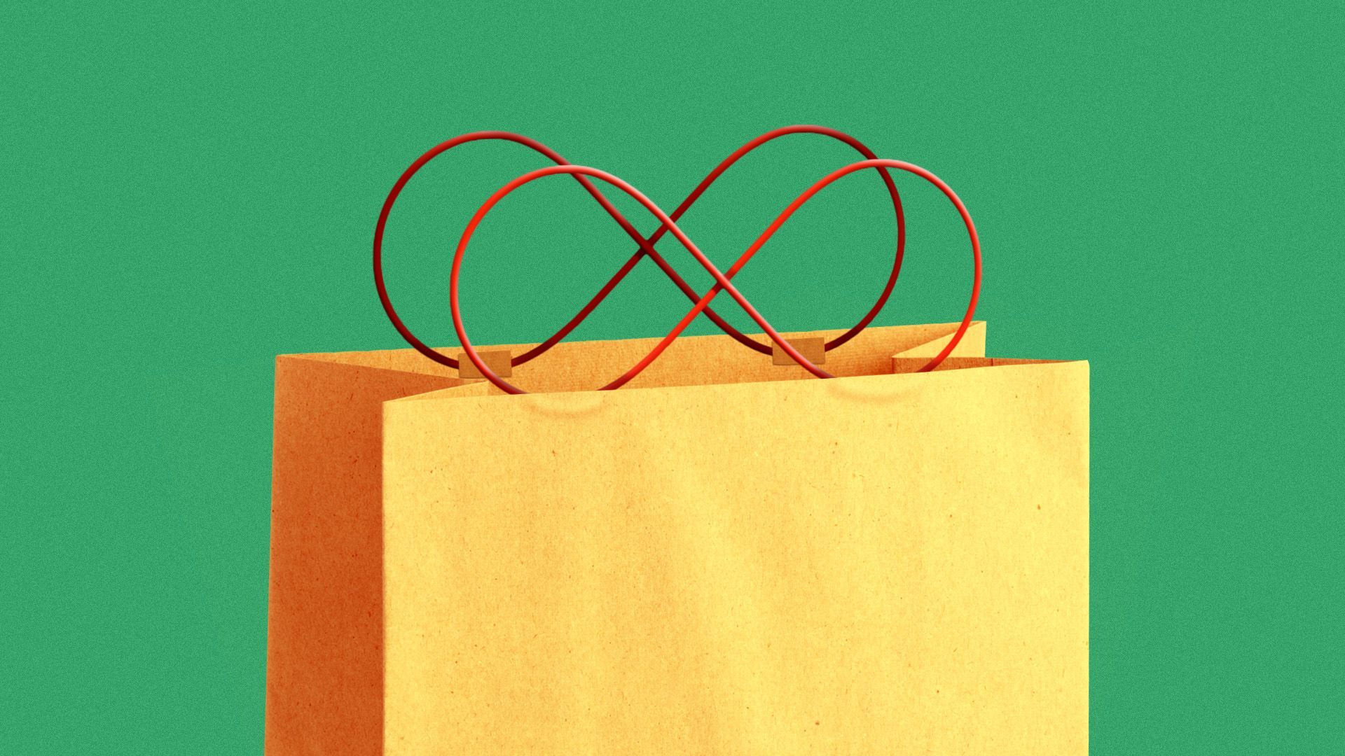Illustration of a shopping bag with infinity-symbol handles