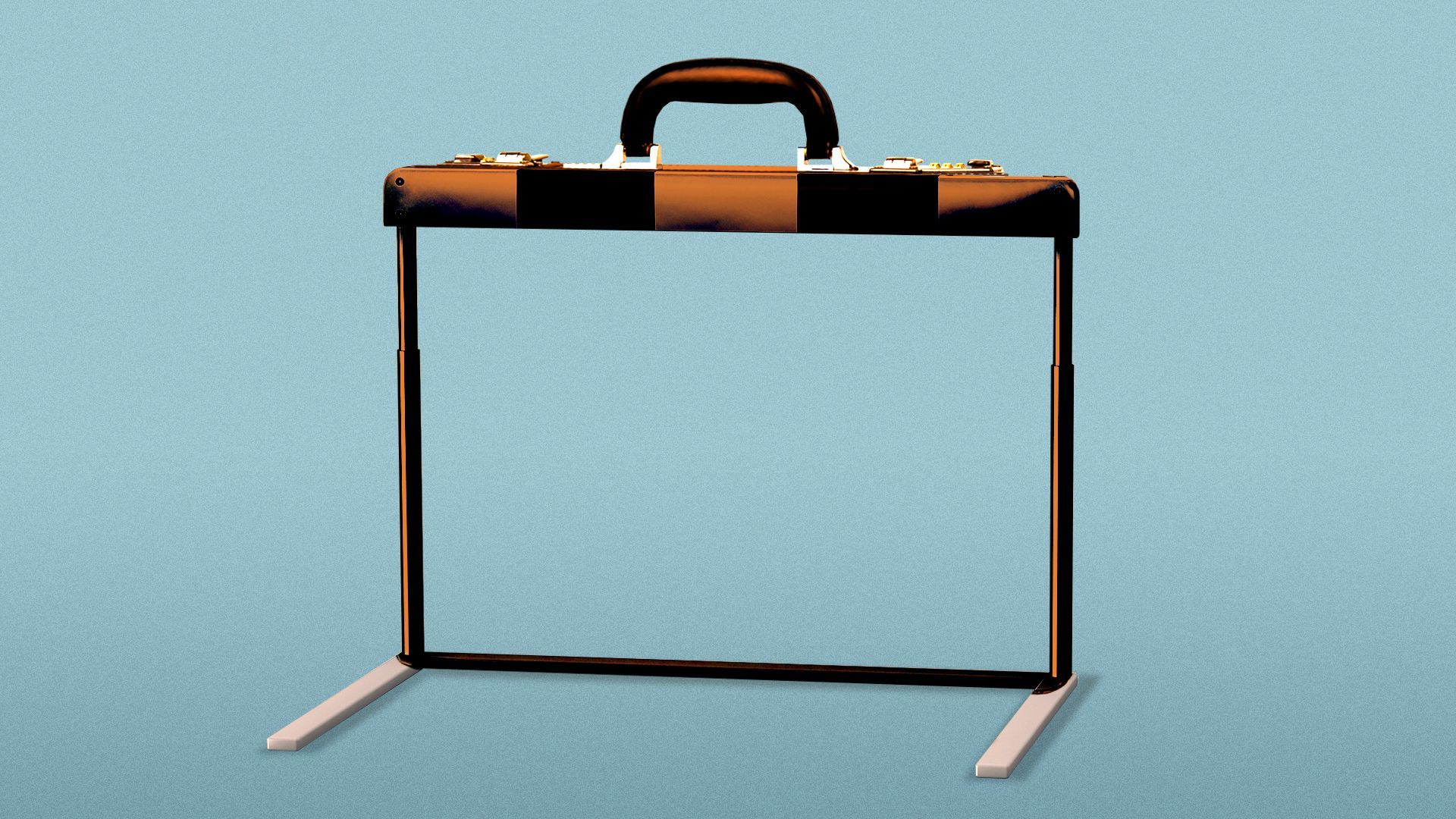 Illustration of a hurdle shaped and colored like a leather briefcase