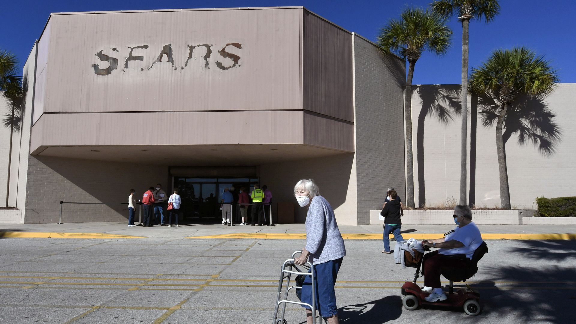An empty Sears store in Florida, now a mass vaccination site.