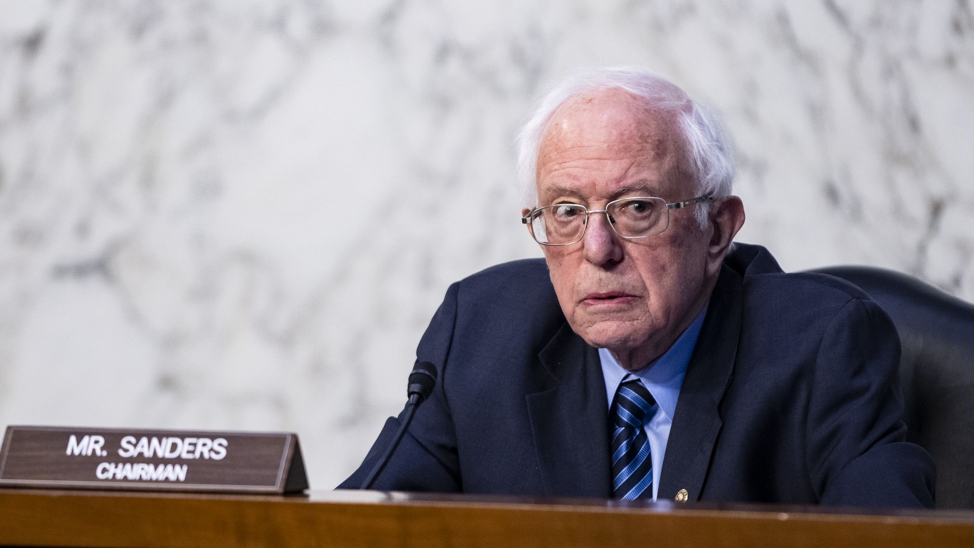  Senator Bernie Sanders, an independent from Vermont and chairman of the Senate Budget Committee, speaks during a hearing in Washington, D.C., U.S., on Wednesday, March 17