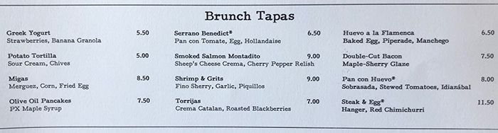 brunch menu at barcelona wine bar in charlotte