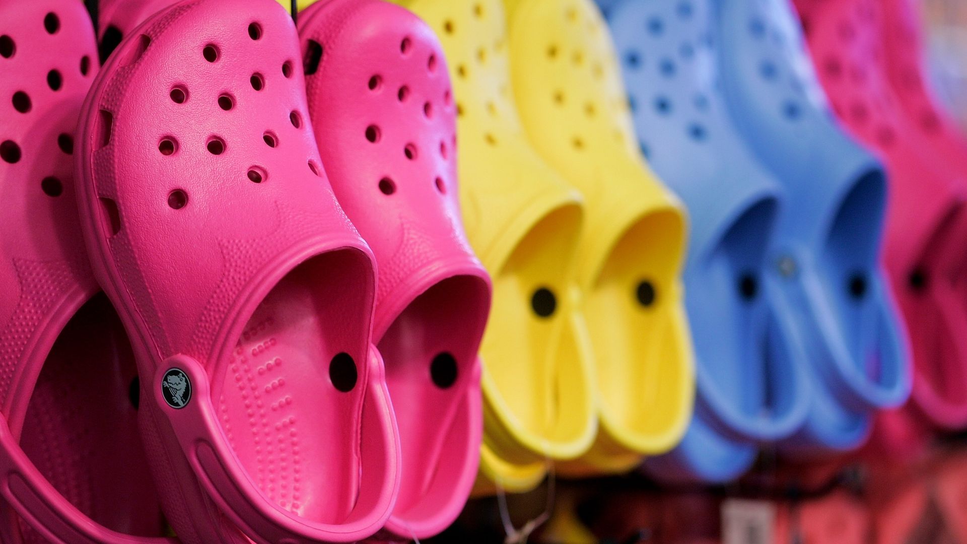 Crocs shoes on display