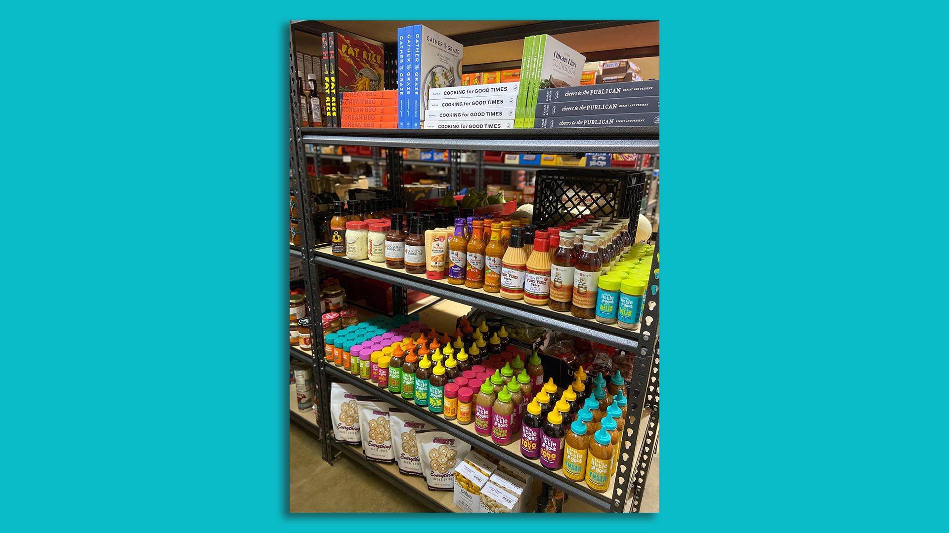 An image of the shelves at a DashMart fulfillment center.
