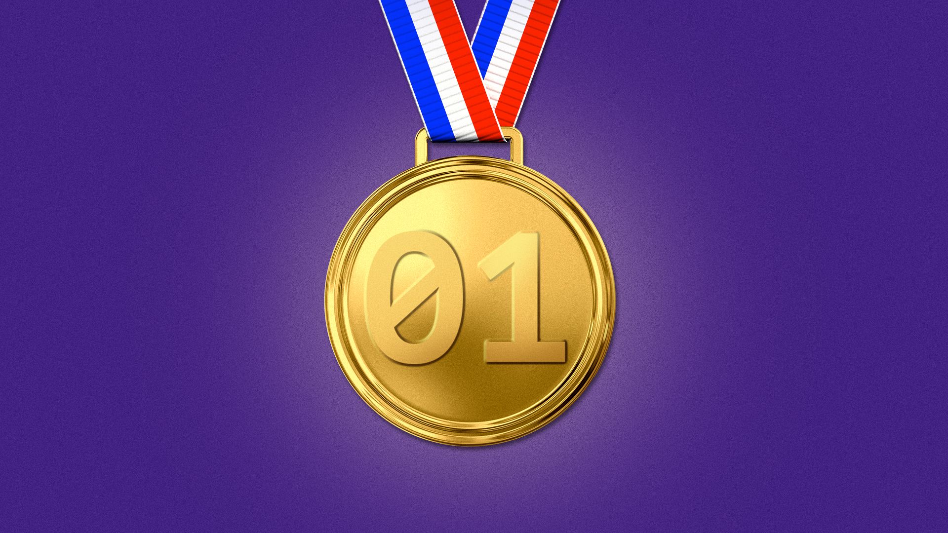 Illustration of binary on a gold medal.