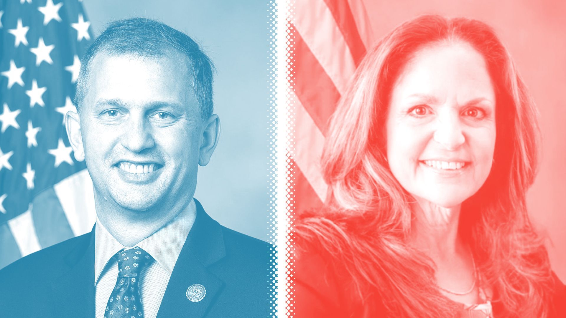 Photo illustration of Sean Casten and Niki Conforti.