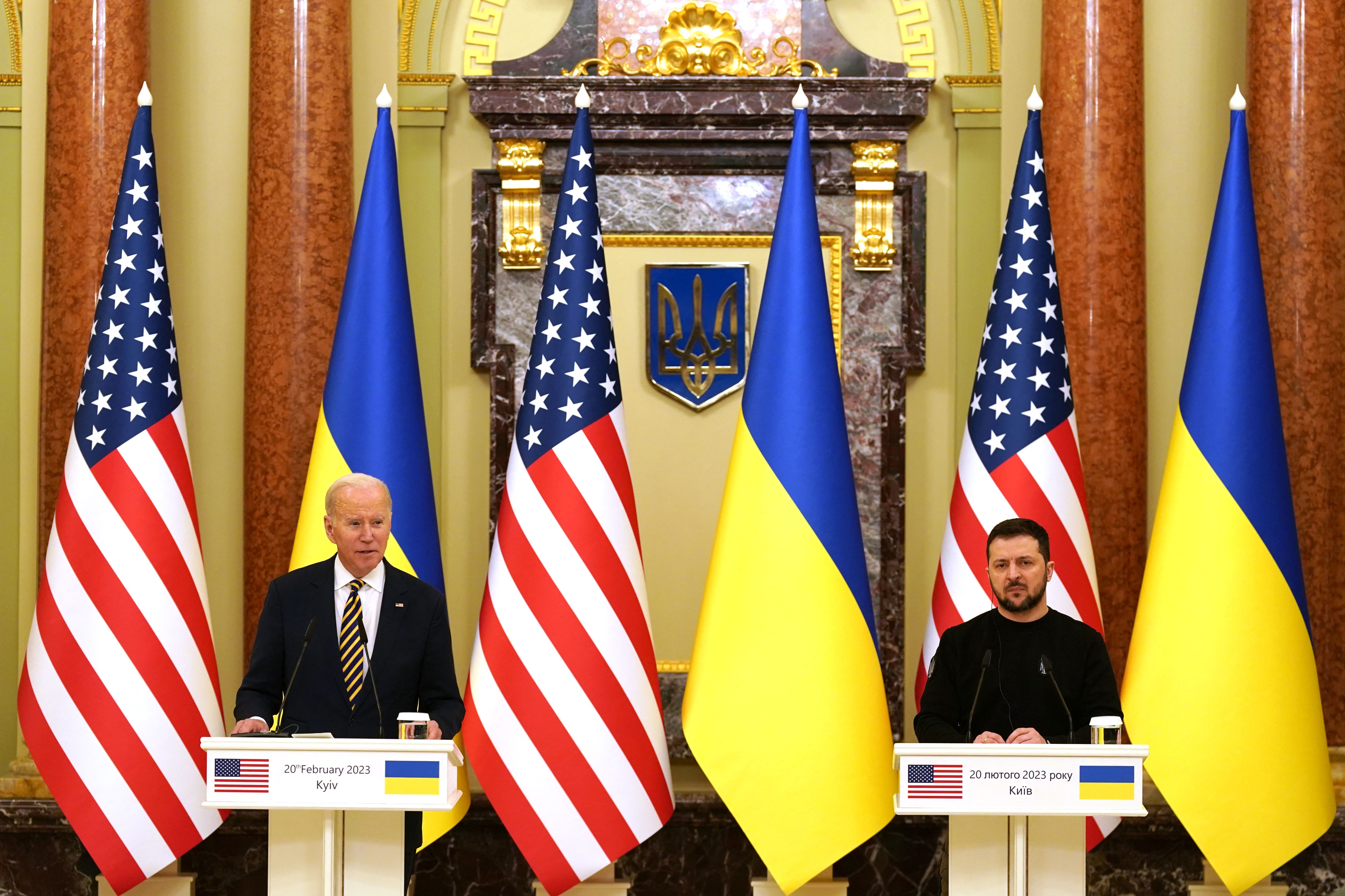 Biden and Zelensky give remarks in Kyiv. 