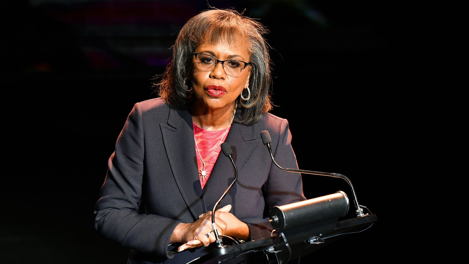 Anita Hill speaking in February.