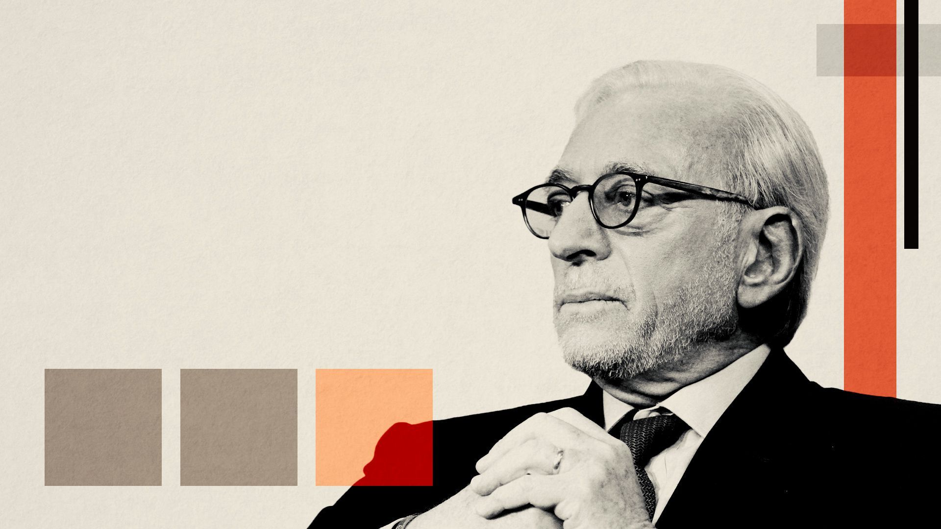 Photo illustration of Nelson Peltz and abstract shapes.