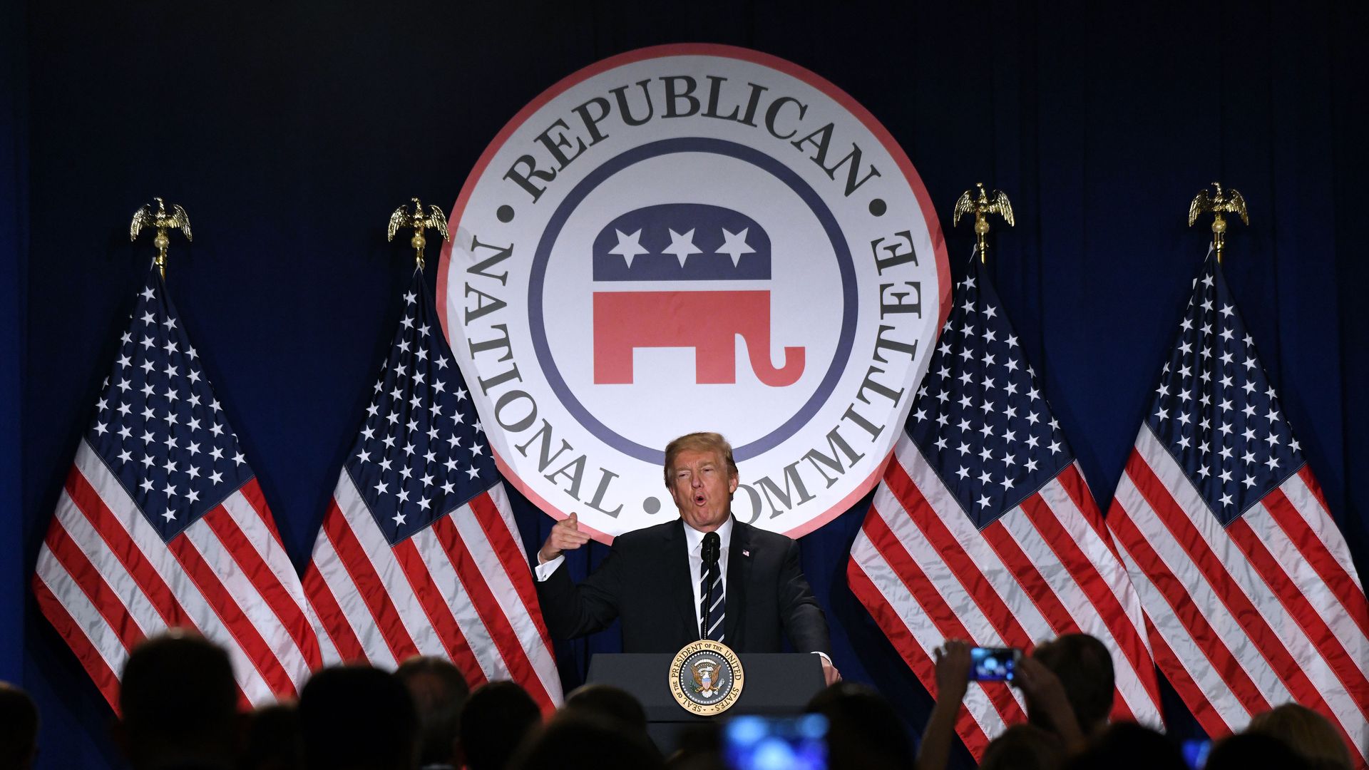 President Trump speaking at an RNC dinner