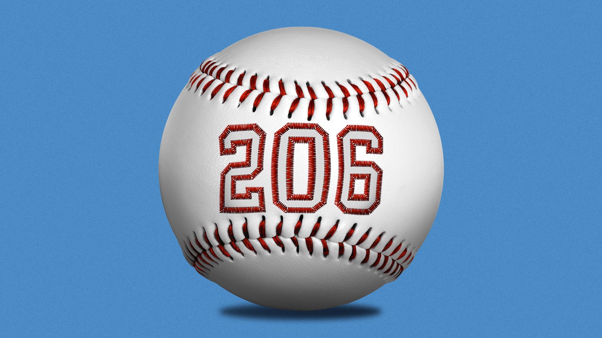 Illustration of the "206" area code embroidered on a baseball.
