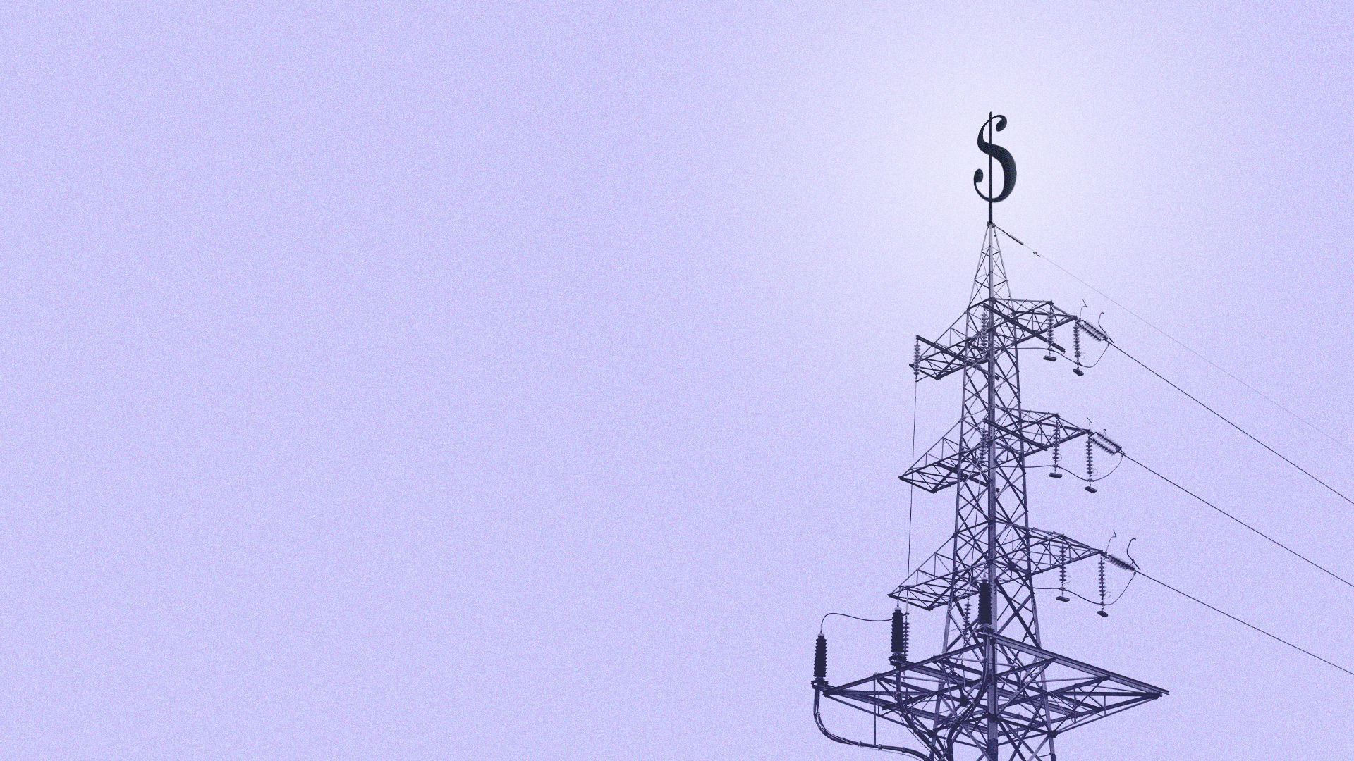 Illustration of an electricity pylon with a dollar sign at the top.