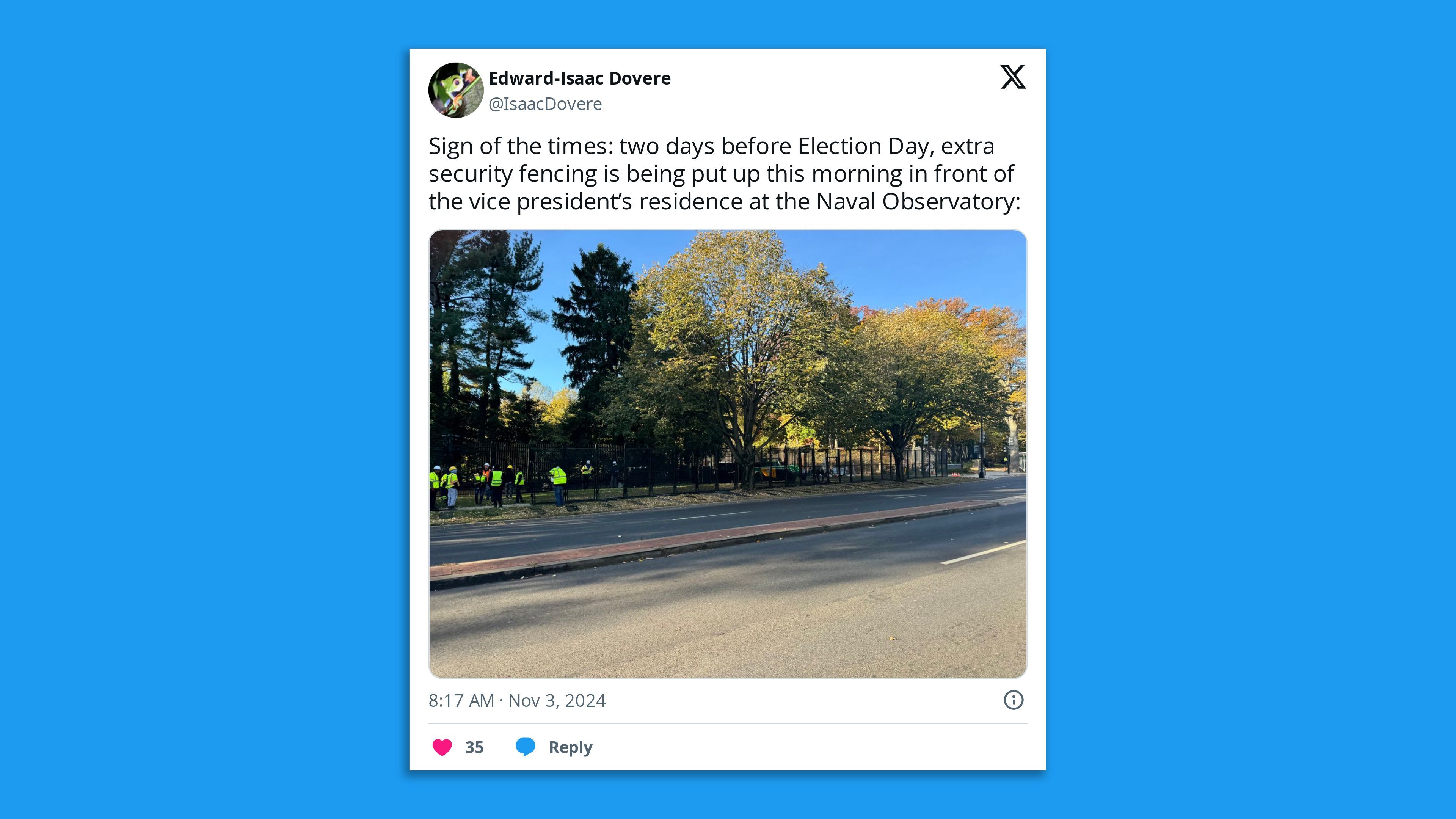 Fencing erected around VP residence