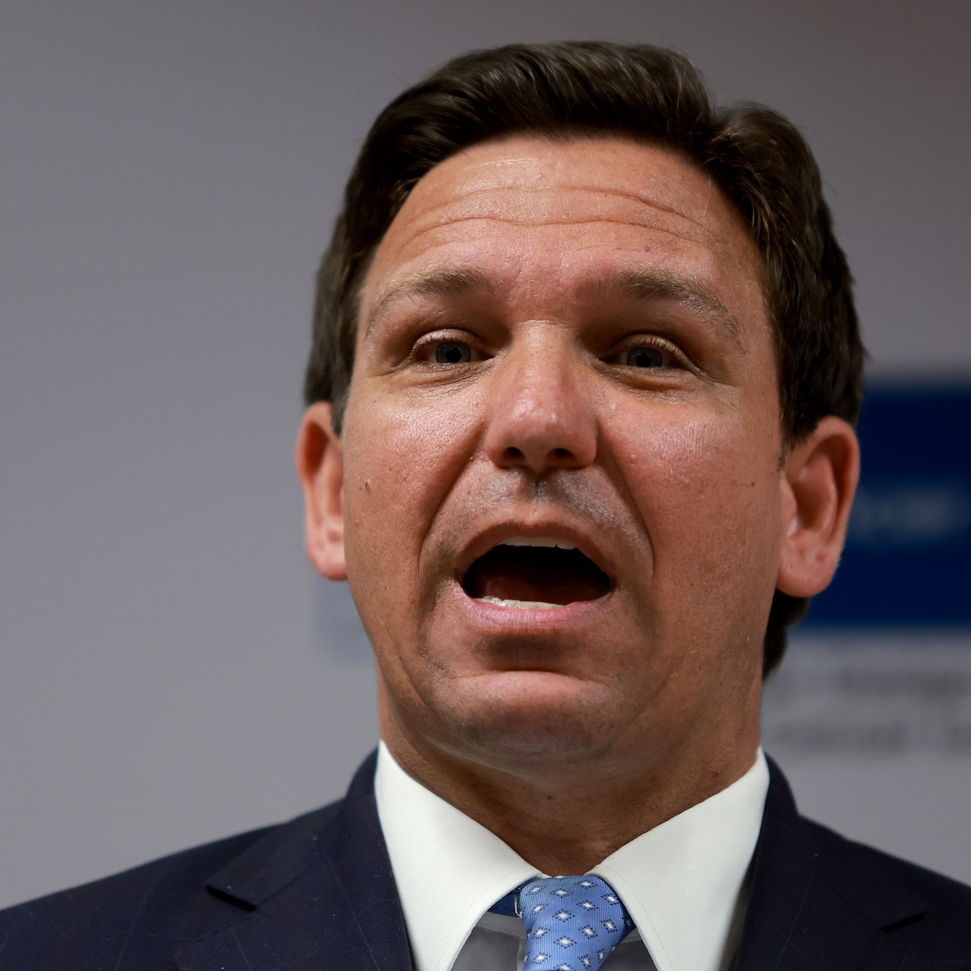 Florida Gov. Ron DeSantis speaks during a press conference at the University of Miami Health System.