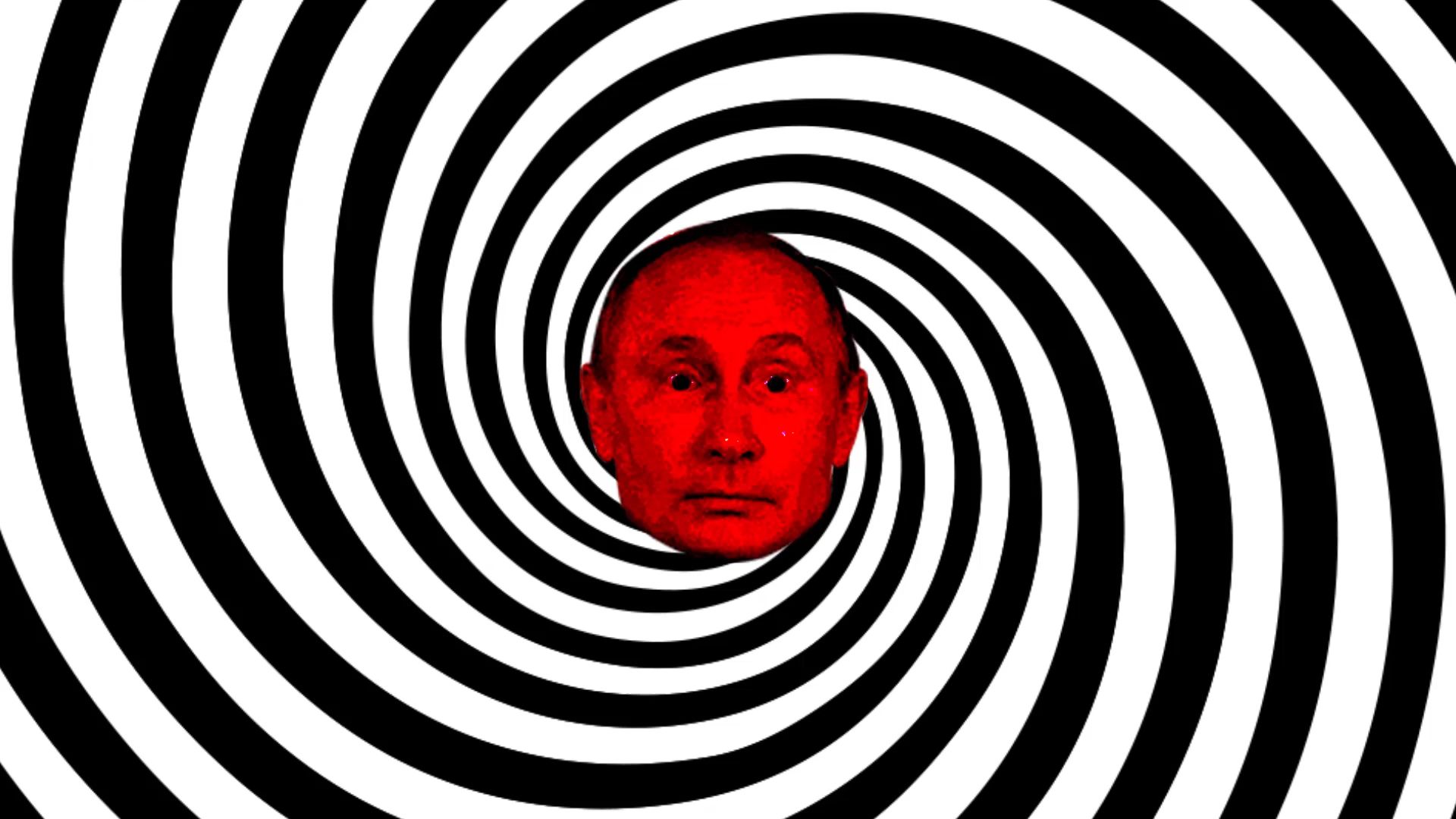 Putin's face in the center of a hypnotic spiral