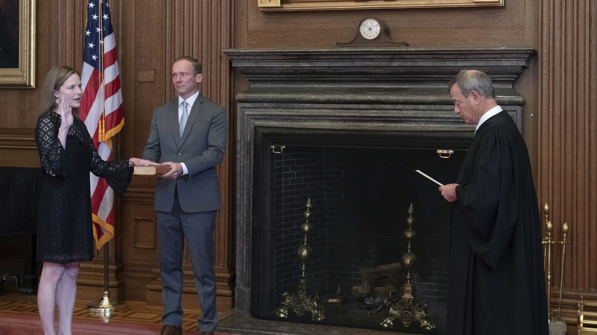 Amy Coney Barrett being sworn in
